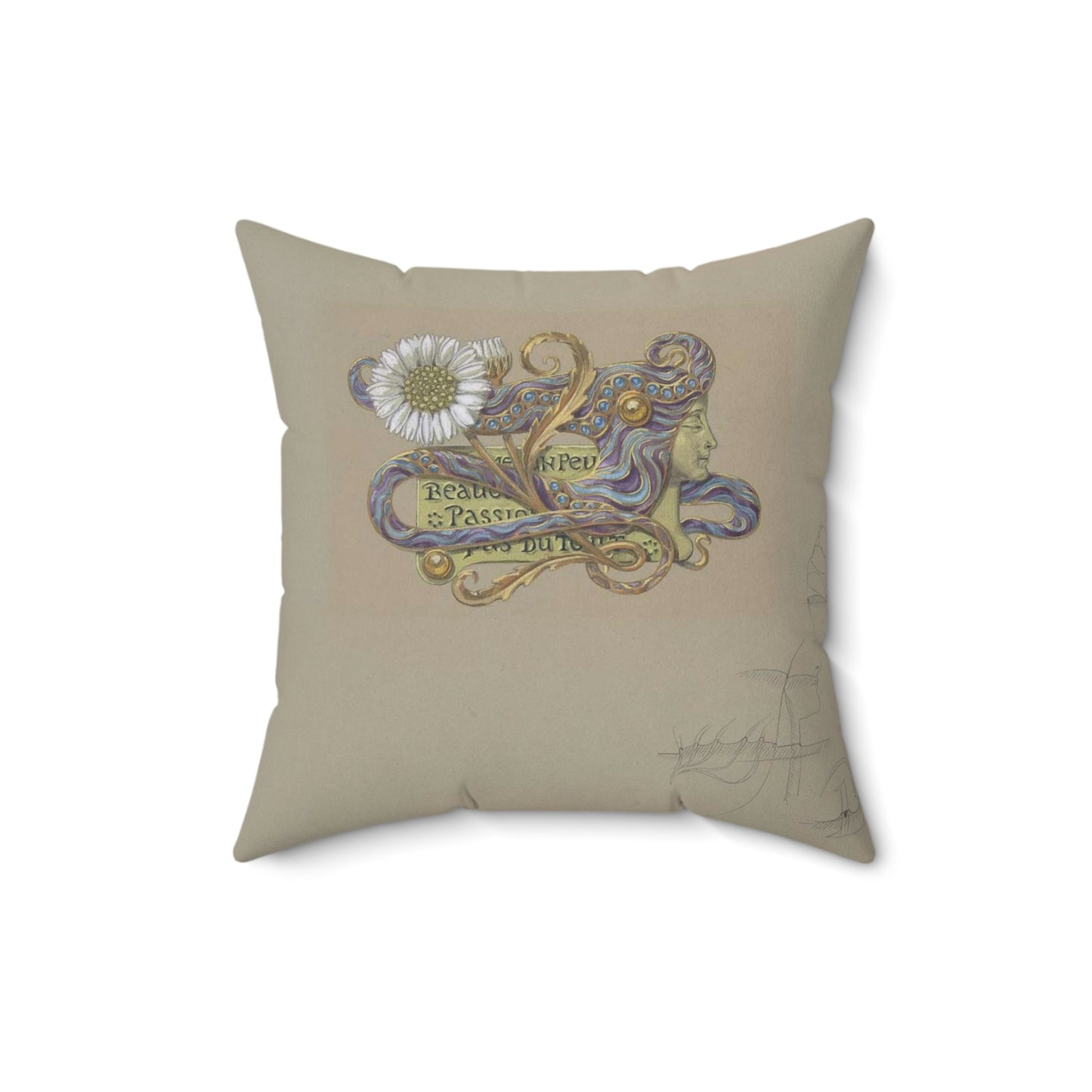 Eugène Samuel Grasset - Jewelry Design Decorative Accent Square Pillow
