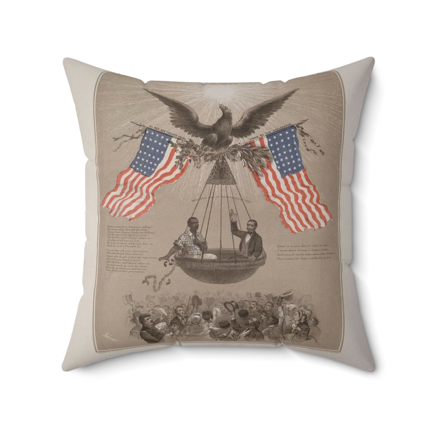 The American Declaration of Independence illustrated / Fabronious ; designed by R. Thayer ; L. Prang & Co. Lith., Boston. Decorative Accent Square Pillow