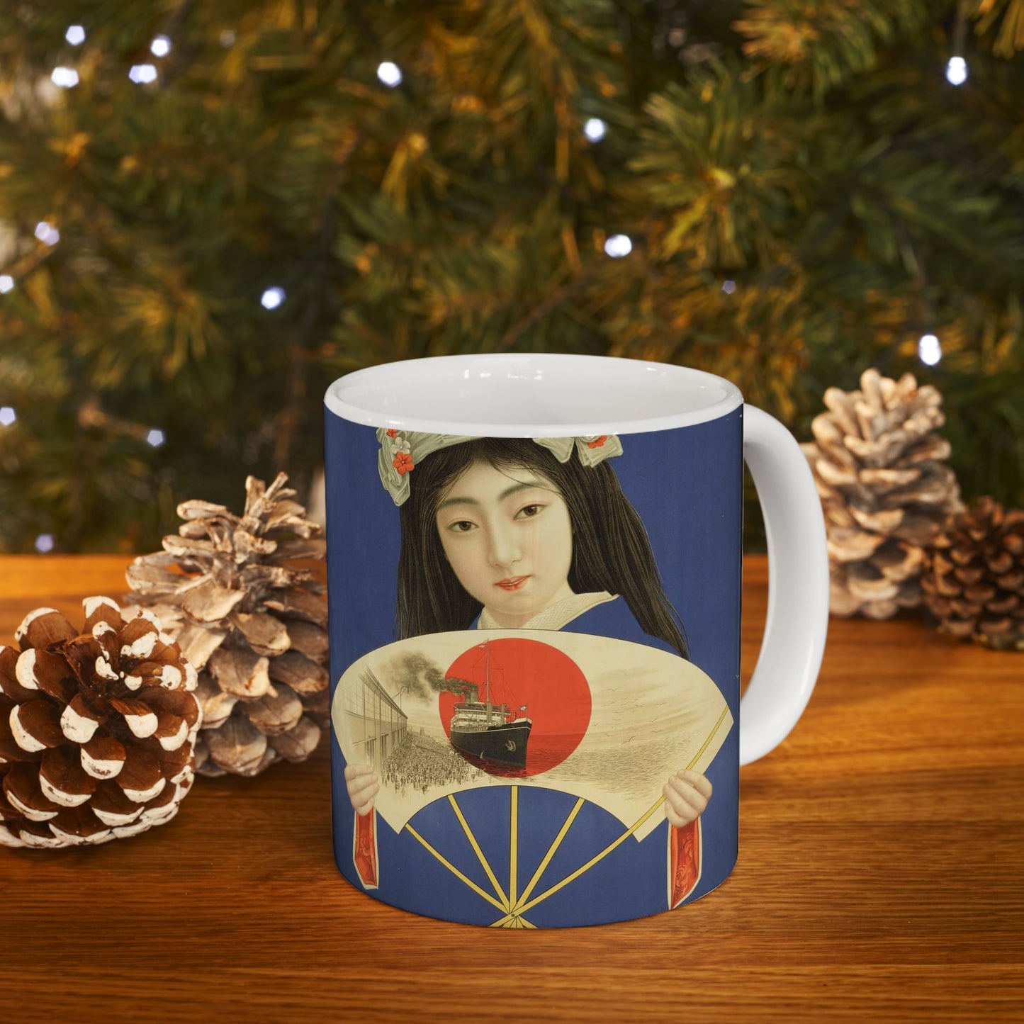 Toyo Kisen Kaisha = Oriental Steam-Ship Company (Woman with a fan) (rbm-coll3020-01-03) Beautiful Novelty Ceramic Coffee Mug 11oz