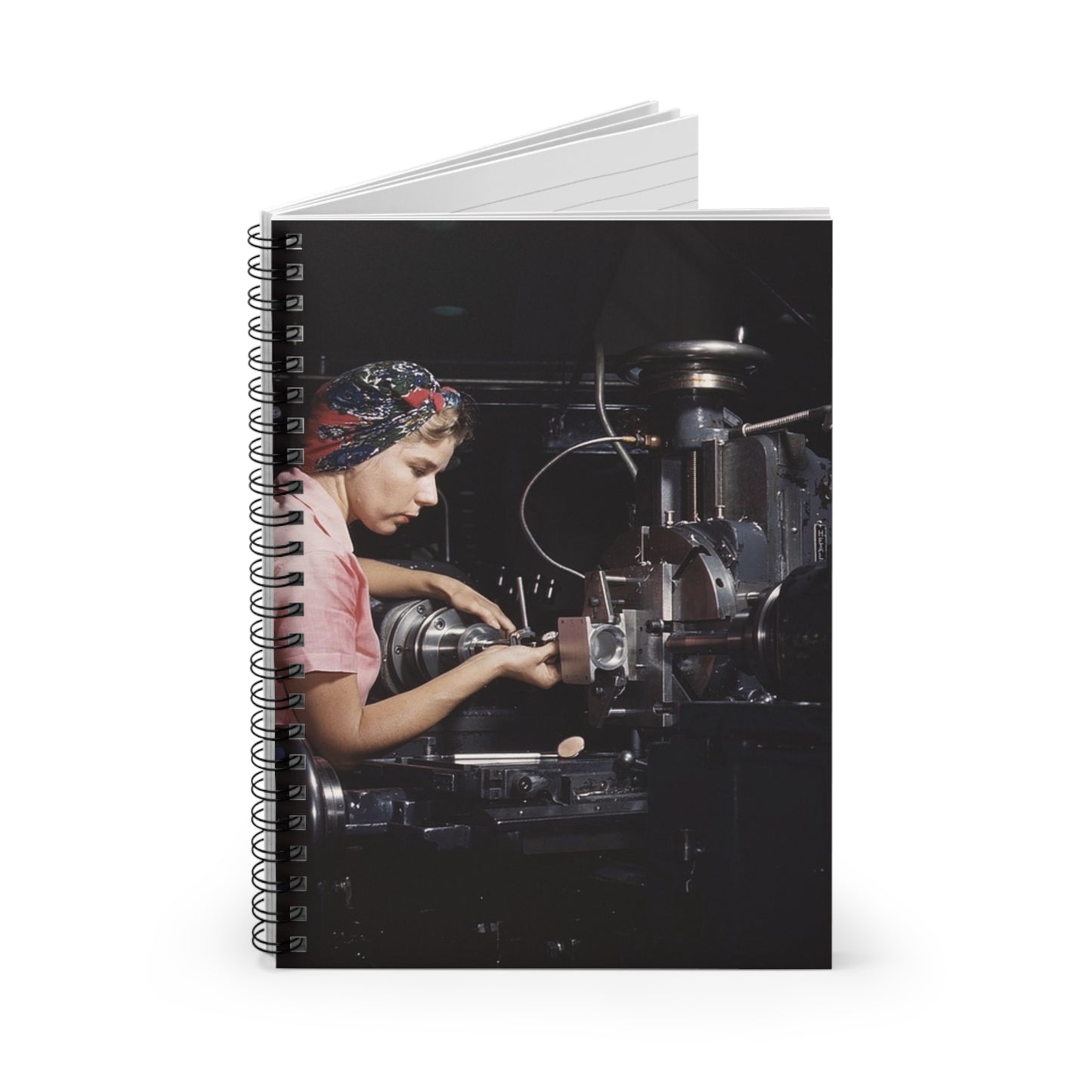 Woman machinist, Douglas Aircraft Company, Long Beach, Calif. Spiral Bound Ruled Notebook with Printed Cover