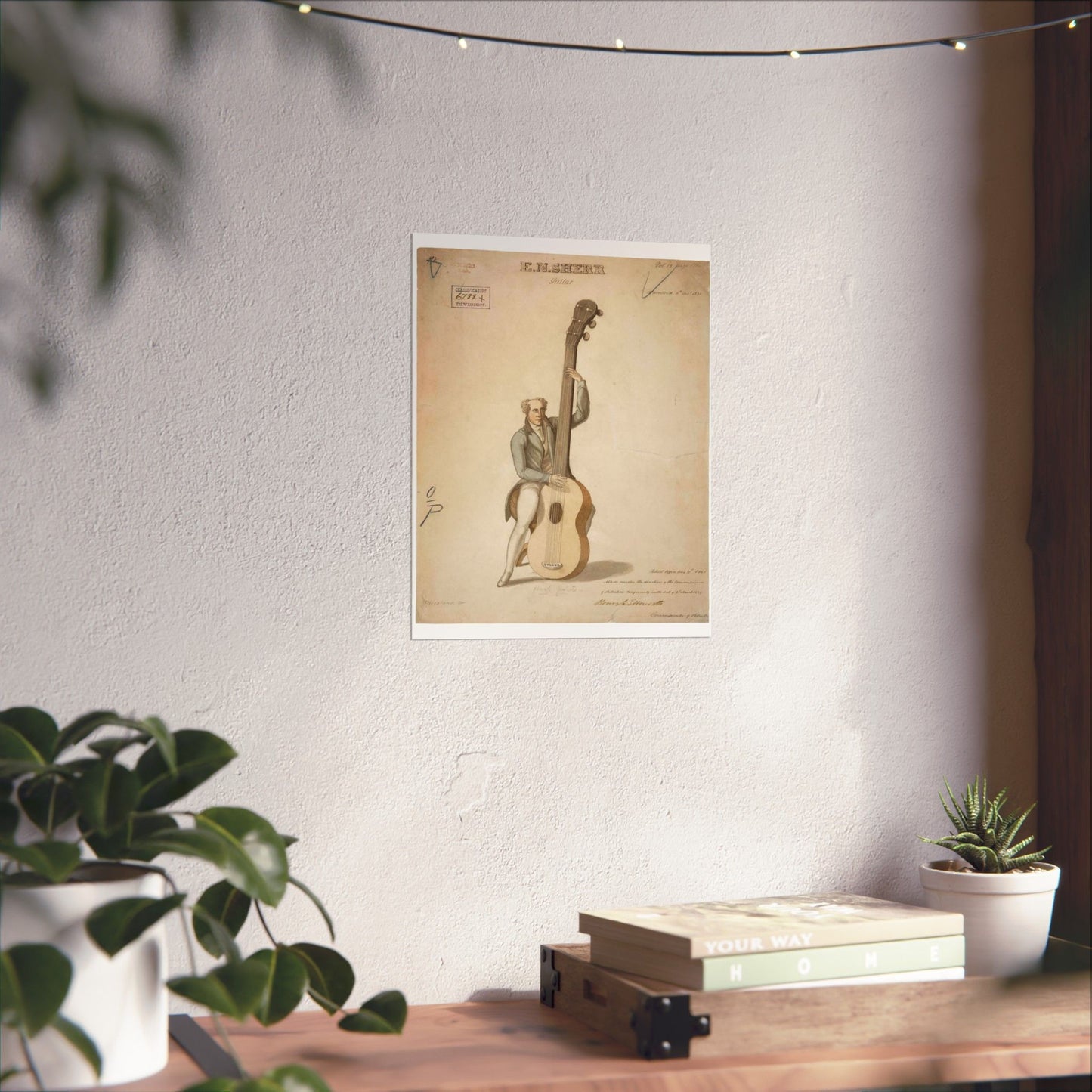 Patent drawing - Drawing of a Harp Guitar Public domain image High Quality Matte Wall Art Poster for Home, Office, Classroom