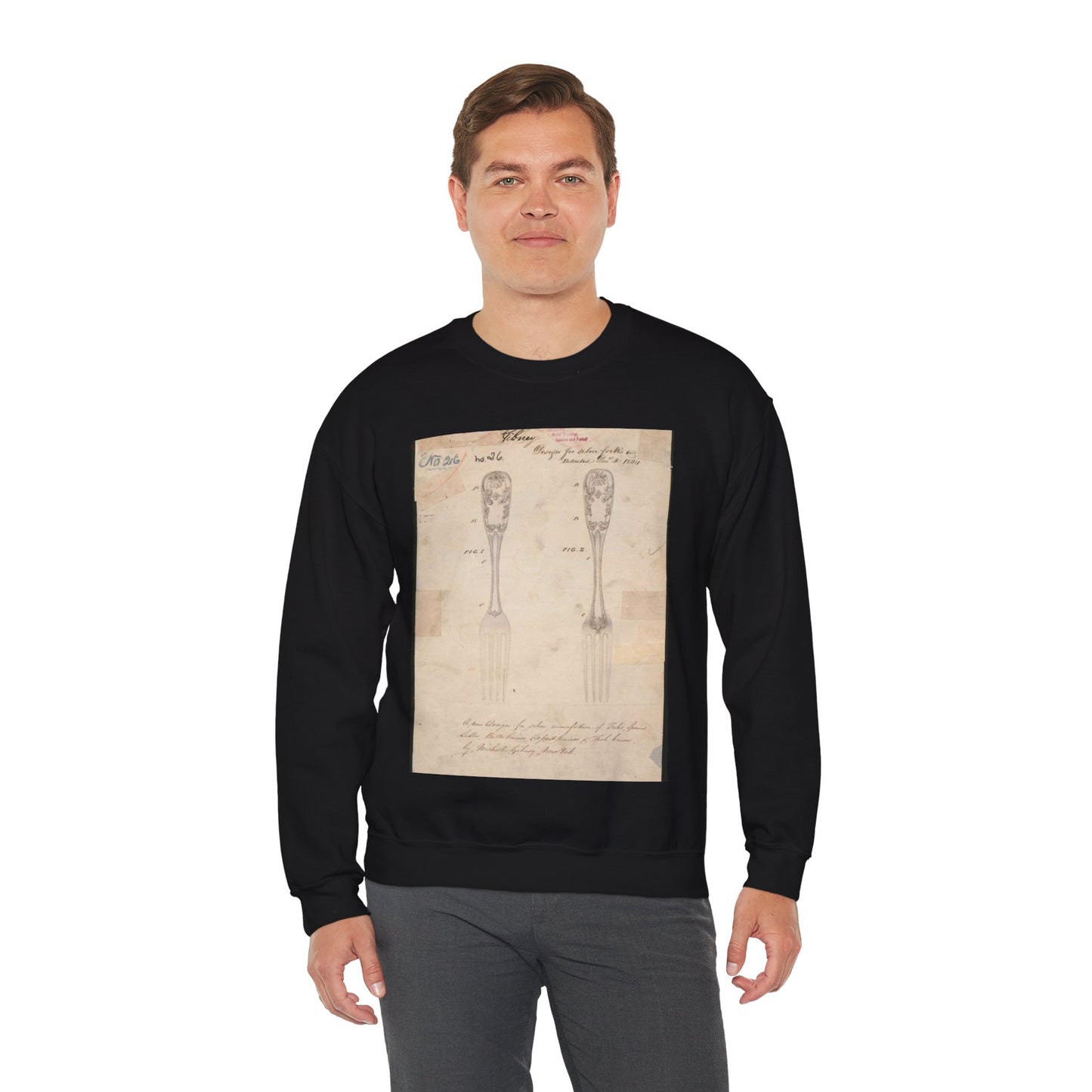 Patent drawing - Drawing of Design for Silver Forks Public domain image Black Heavy Blend Adult Crew Neck SweatShirt