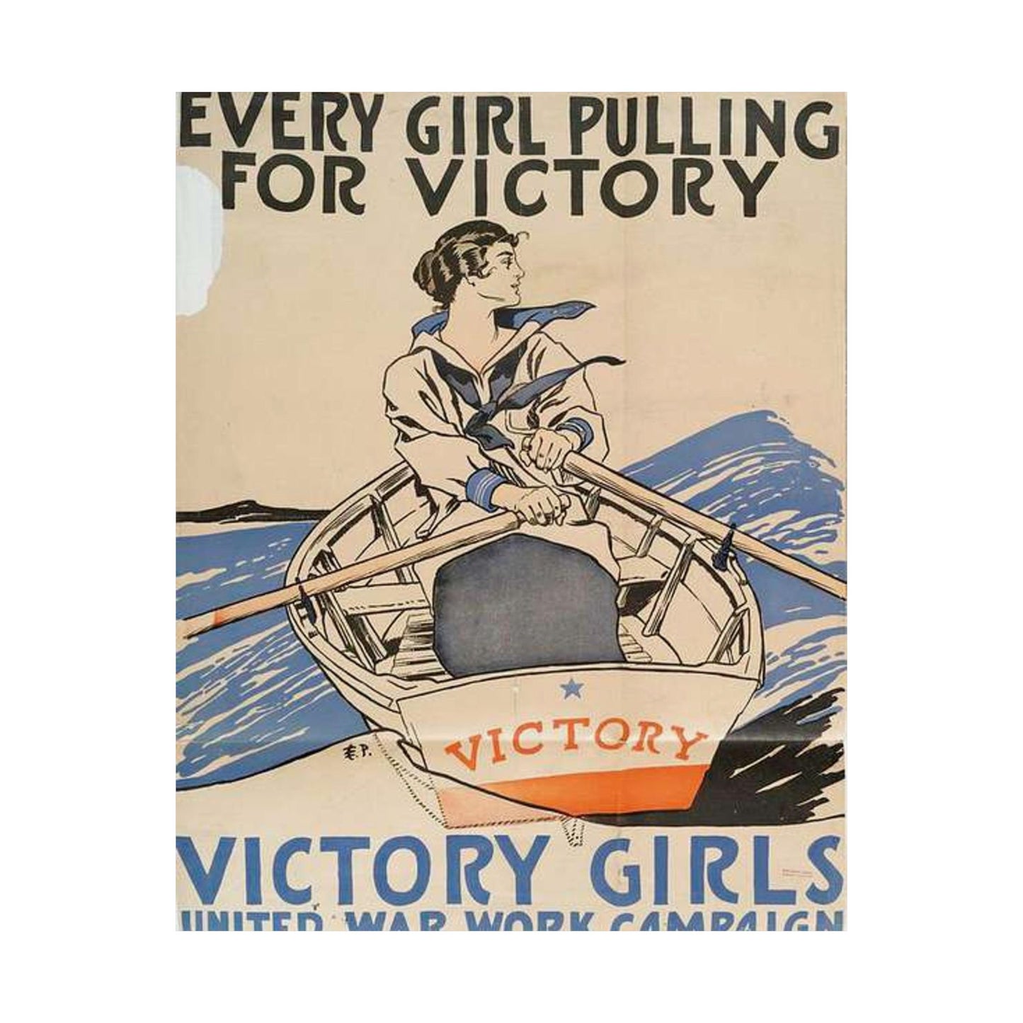 Every Girl Pulling for Victory, Victory Girls United War Work Campaign High Quality Matte Wall Art Poster for Home, Office, Classroom