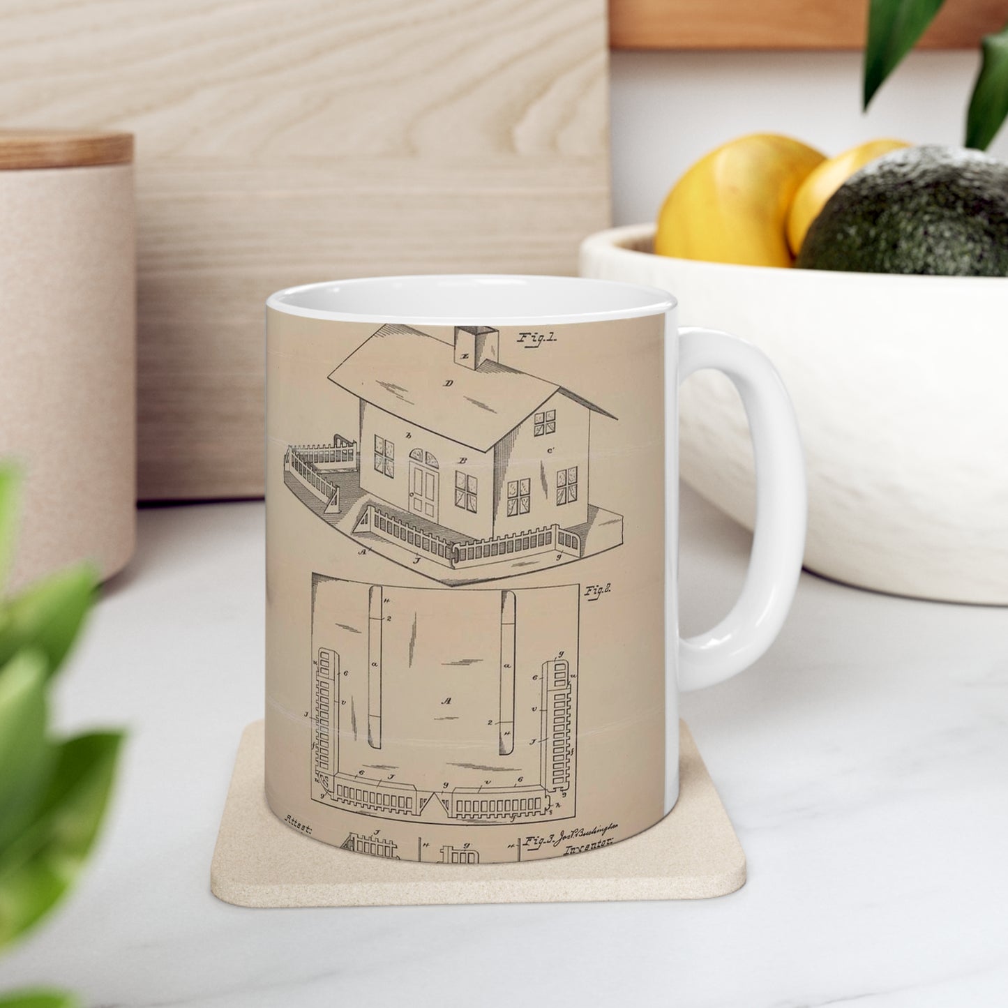 Patent Drawing of Engine - Drawing for a Collapsible Toy House Public domain image Beautiful Novelty Ceramic Coffee Mug 11oz