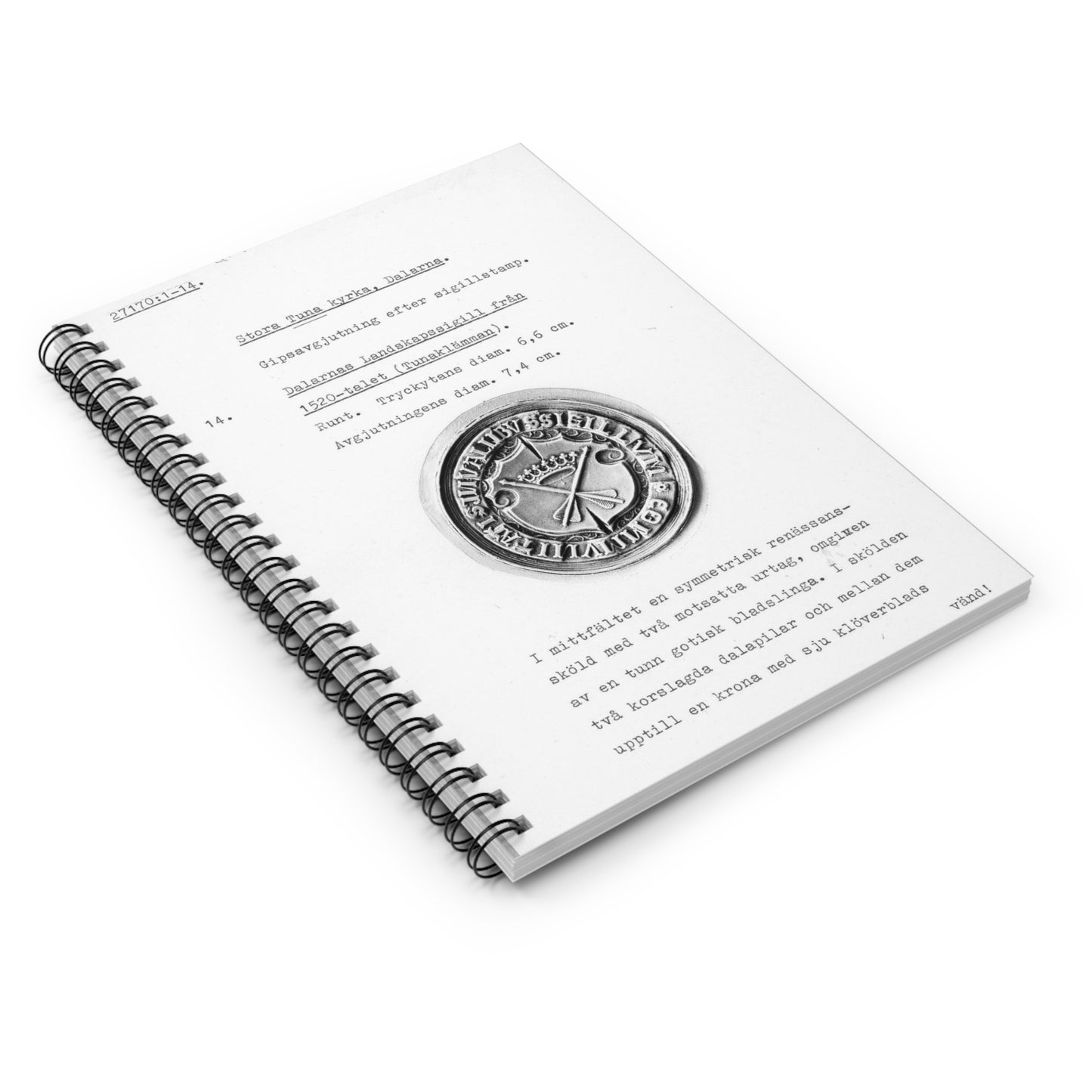 sigill (Dalarnas Landskapssigill från 1520-talet) Spiral Bound Ruled Notebook with Printed Cover