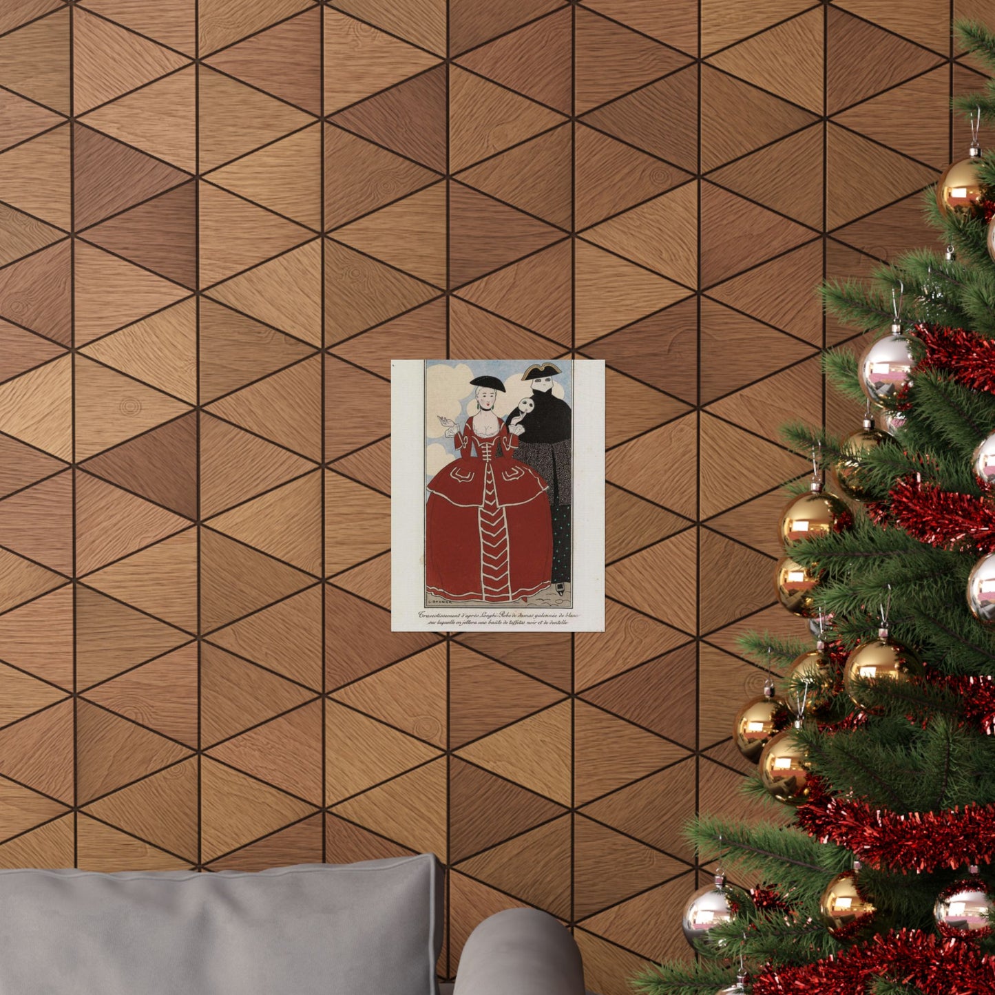 Fancy dress (Travestissement d'aprés Longhi - Robe de damas galonnée de blanc sur laquelle on jettera une baiite de taffetas noir et de dentelle) (CBL WEp 0847) High Quality Matte Wall Art Poster for Home, Office, Classroom