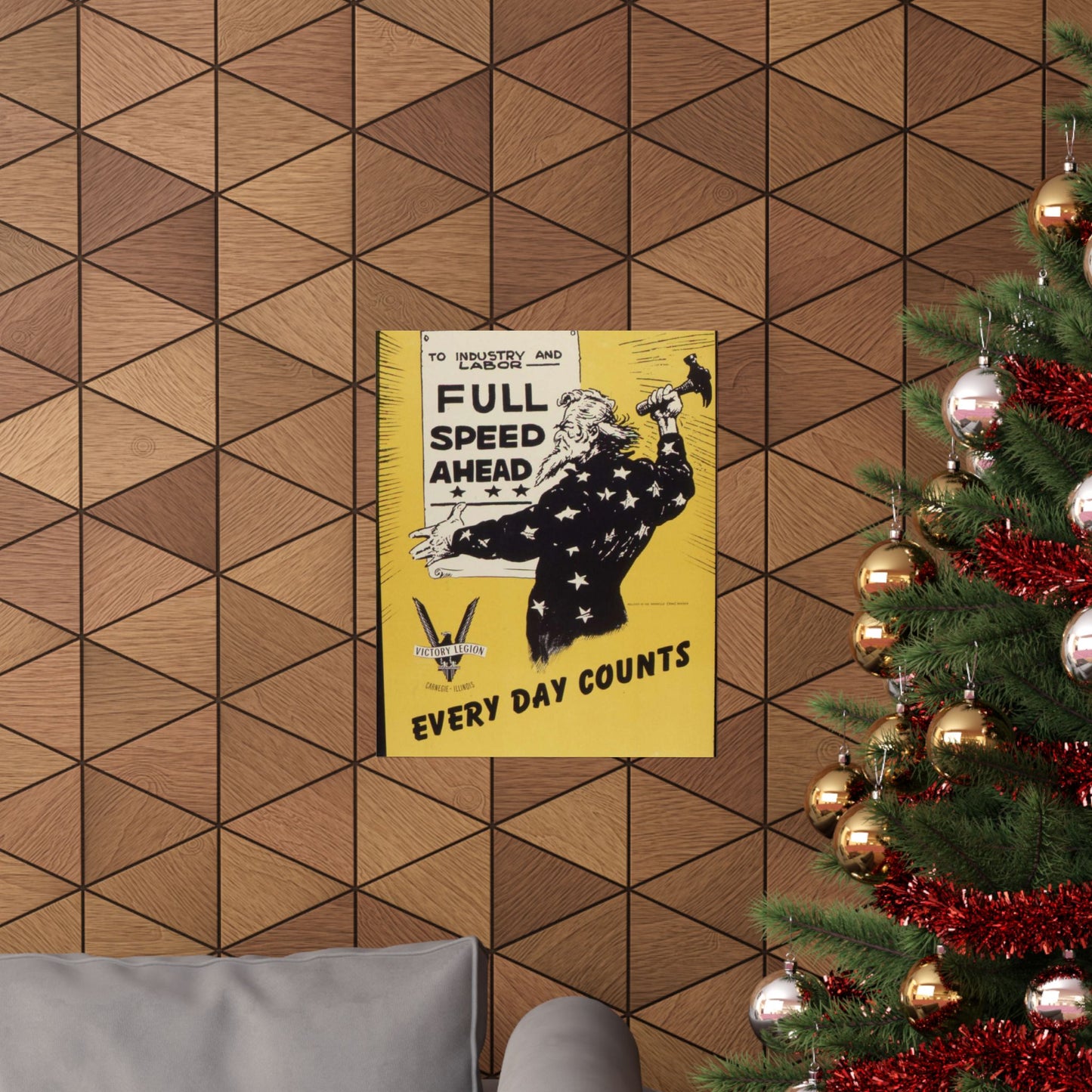 Full speed ahead. Every day counts. Production Drive Committee. - NARA - 534928 High Quality Matte Wall Art Poster for Home, Office, Classroom