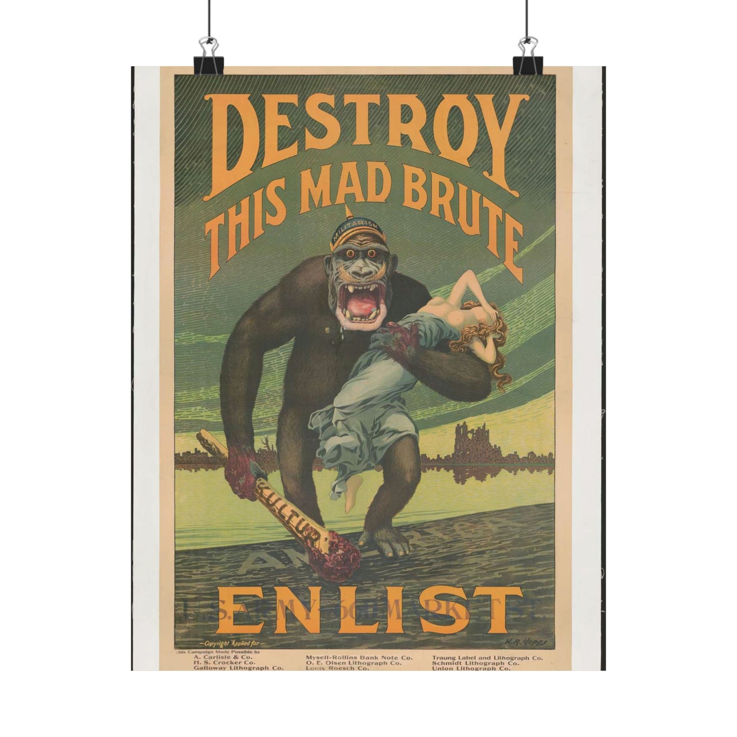 Destroy this mad brute Enlist - U.S. Army. High Quality Matte Wall Art Poster for Home, Office, Classroom