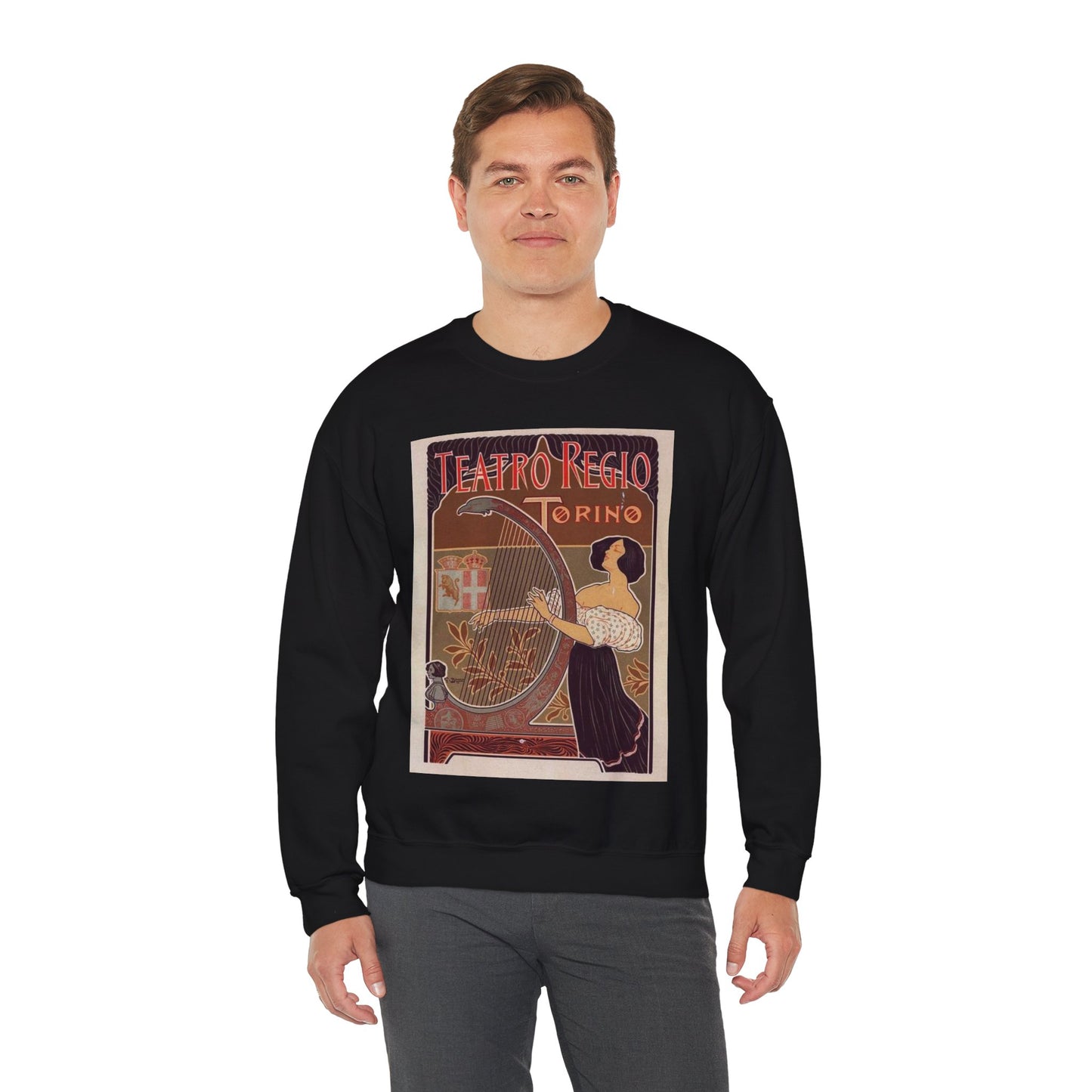 Affiche italienne pour le "Théâtre royal de Turin" Black Heavy Blend Adult Crew Neck SweatShirt