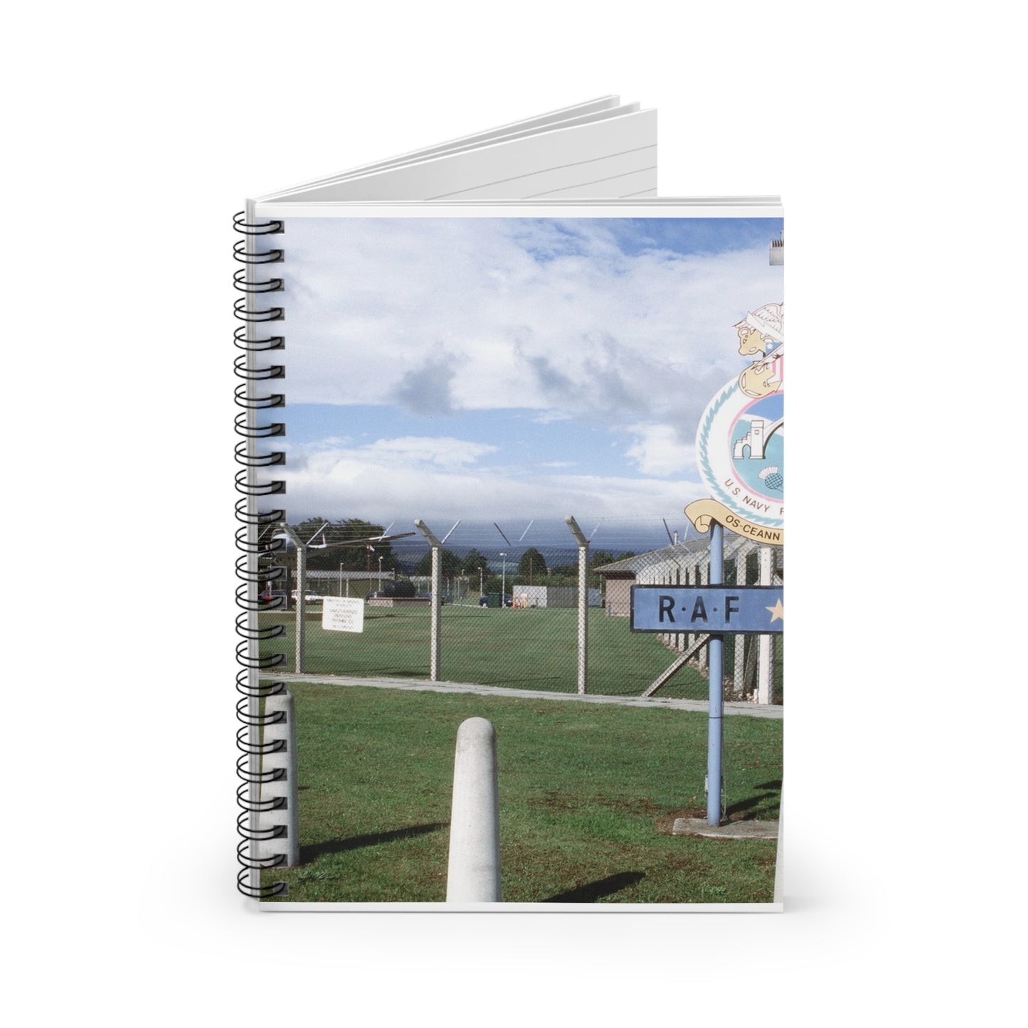 Front RAF Edzell, Scotland, location of 17th Surveillance Squadron. Exact Date Shot Unknown Spiral Bound Ruled Notebook with Printed Cover