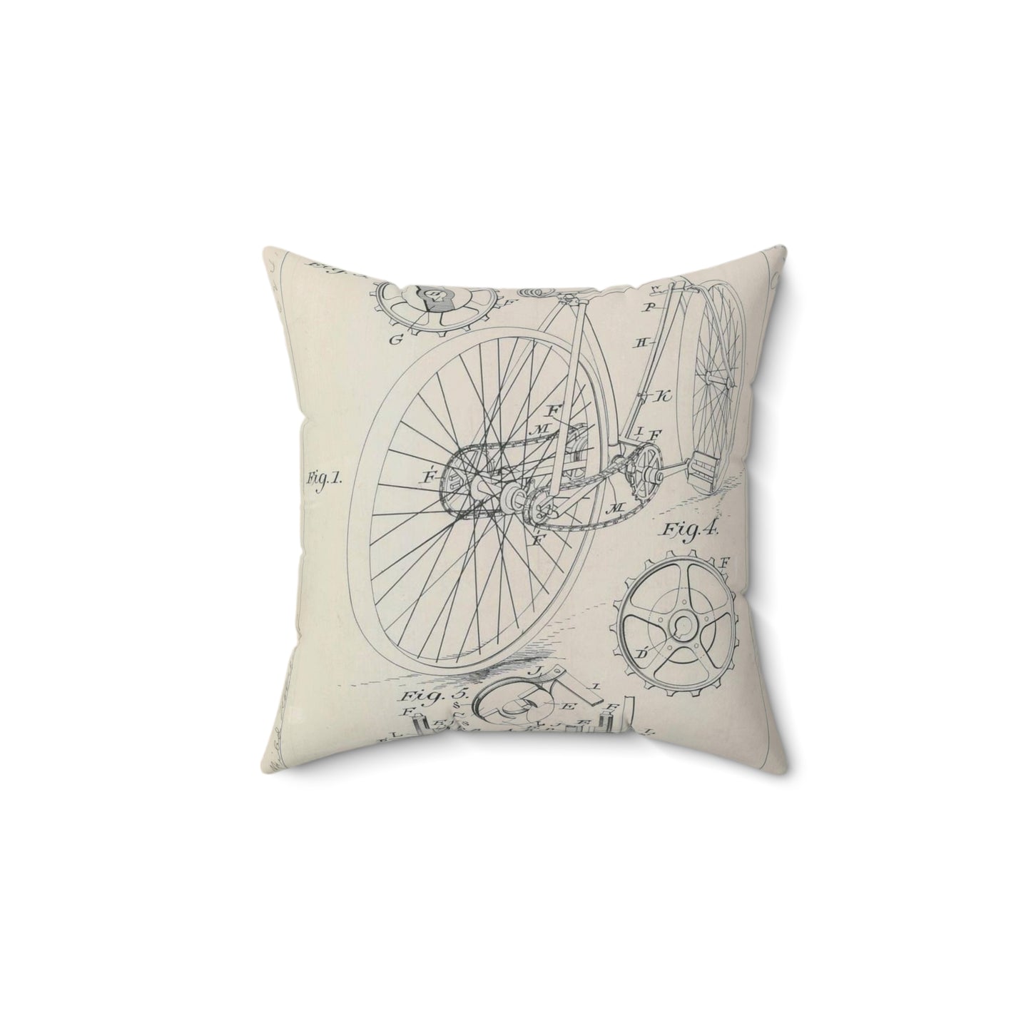 Patent drawing - for J. J. Hentz' Bicycle Public domain image Decorative Accent Square Pillow