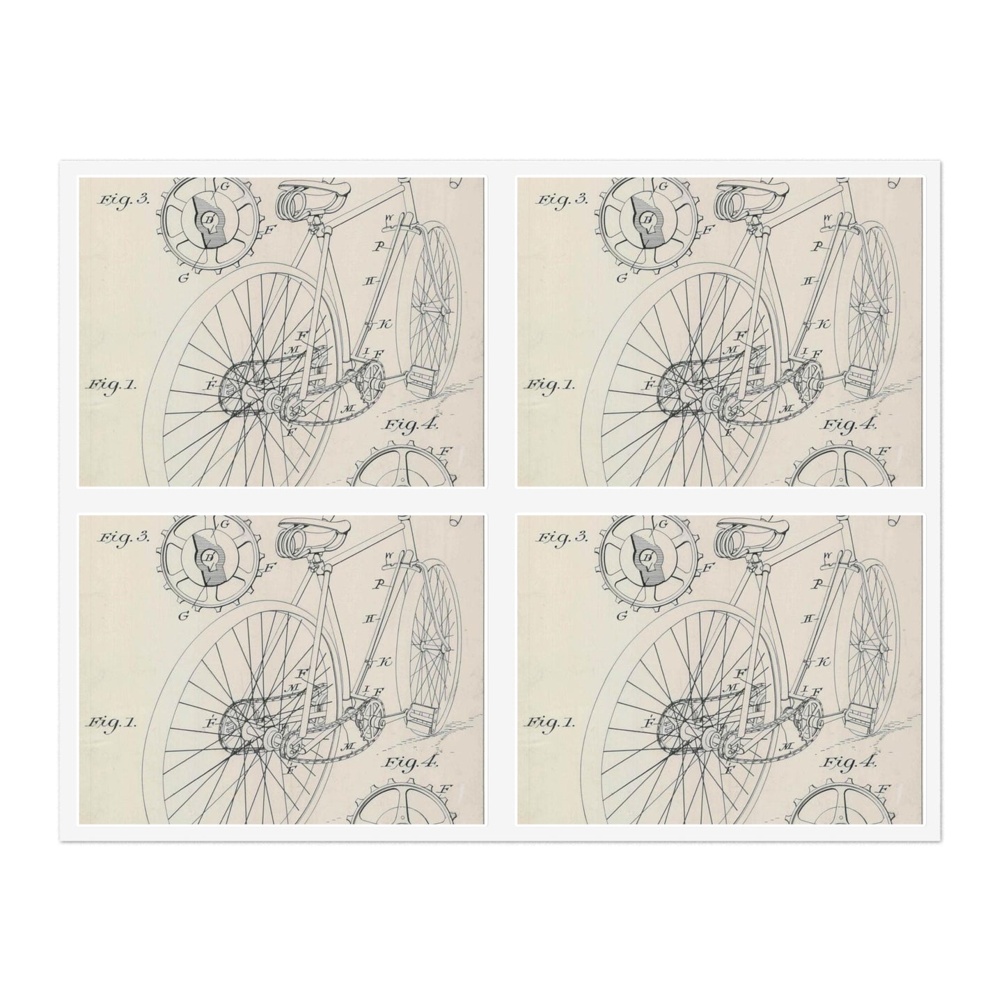 Patent drawing - for J. J. Hentz' Bicycle Public domain image Laminated UV Protective Vinyl Stickers