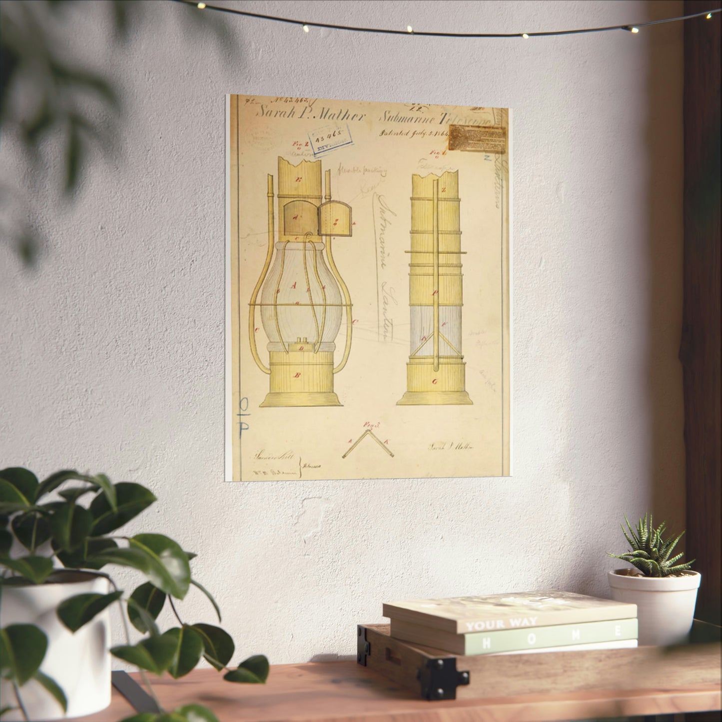 Patent drawing - Drawing of Submarine Telescope Public domain image High Quality Matte Wall Art Poster for Home, Office, Classroom