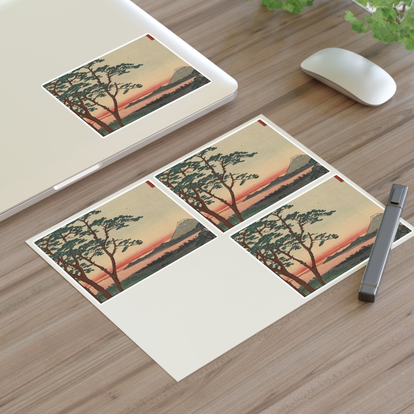 Gajō icchō, Ando Hiroshige - Public domain portrait drawing Laminated UV Protective Vinyl Stickers