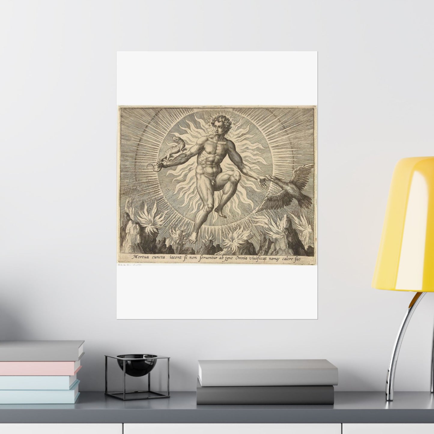 Adriaen Collaert - Vuur - Engraving, Public domain image High Quality Matte Wall Art Poster for Home, Office, Classroom