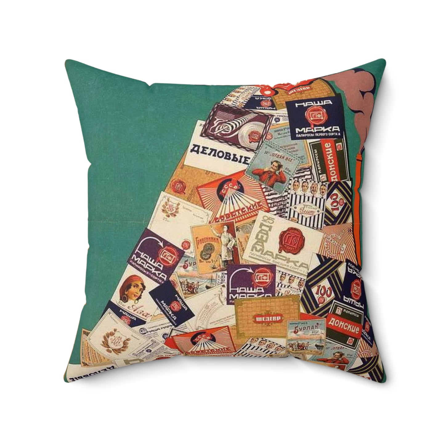 Неизвестный художник ДГТФ папиросы, Art Deco Poster Decorative Accent Square Pillow