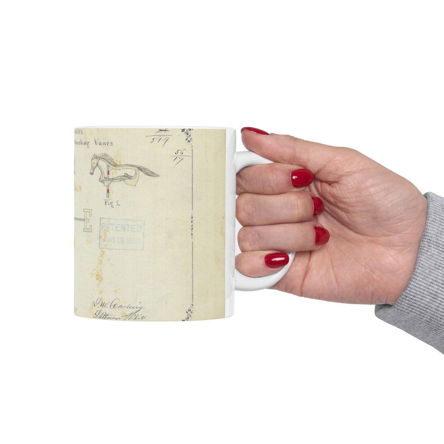 Patent drawing - Drawing of an Improved Method of Constructing Vanes Public domain image Beautiful Novelty Ceramic Coffee Mug 11oz