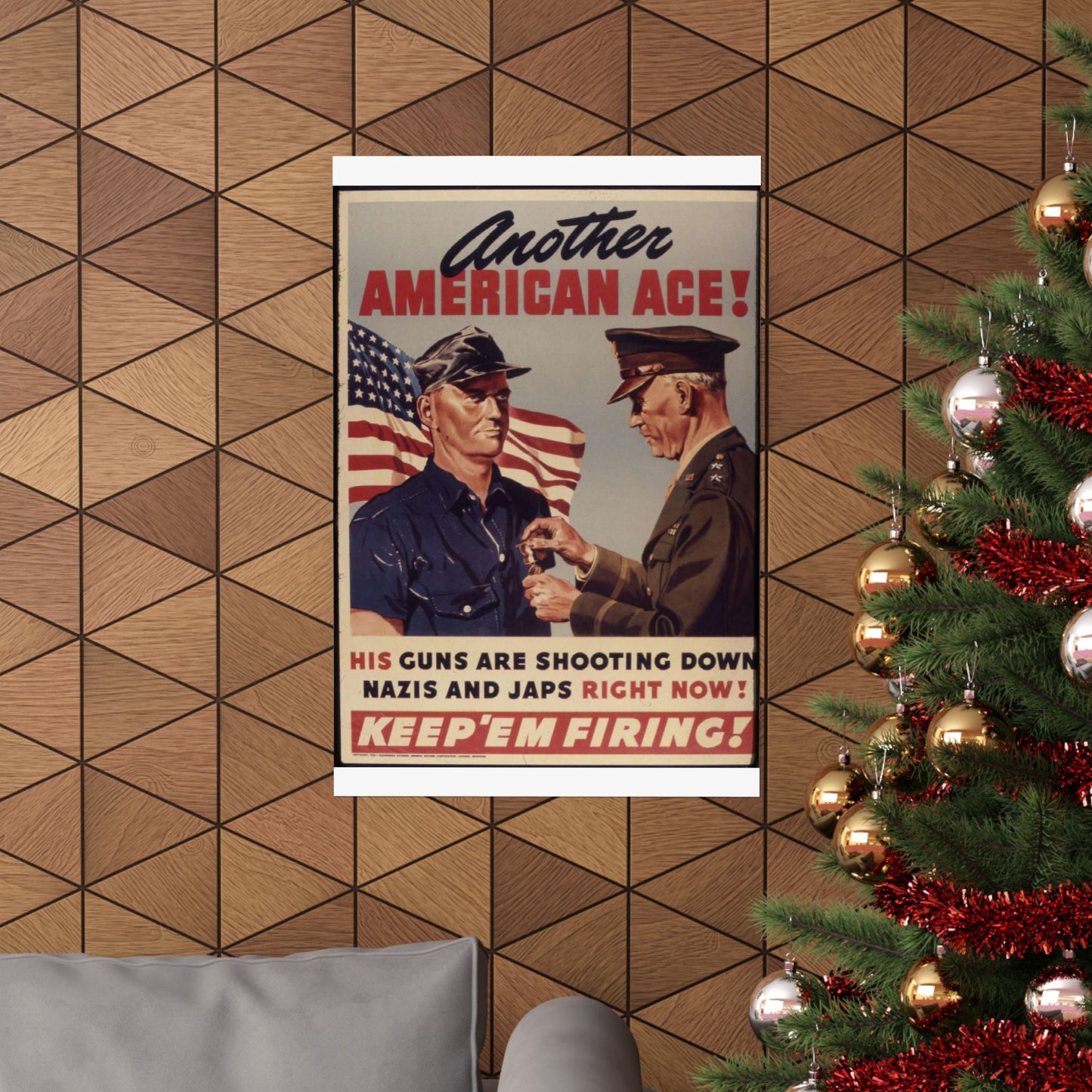 Another American ace^ His guns are shooting down Nazis and Japs right now^ Keep `em firing^ - NARA - 534905 High Quality Matte Wall Art Poster for Home, Office, Classroom