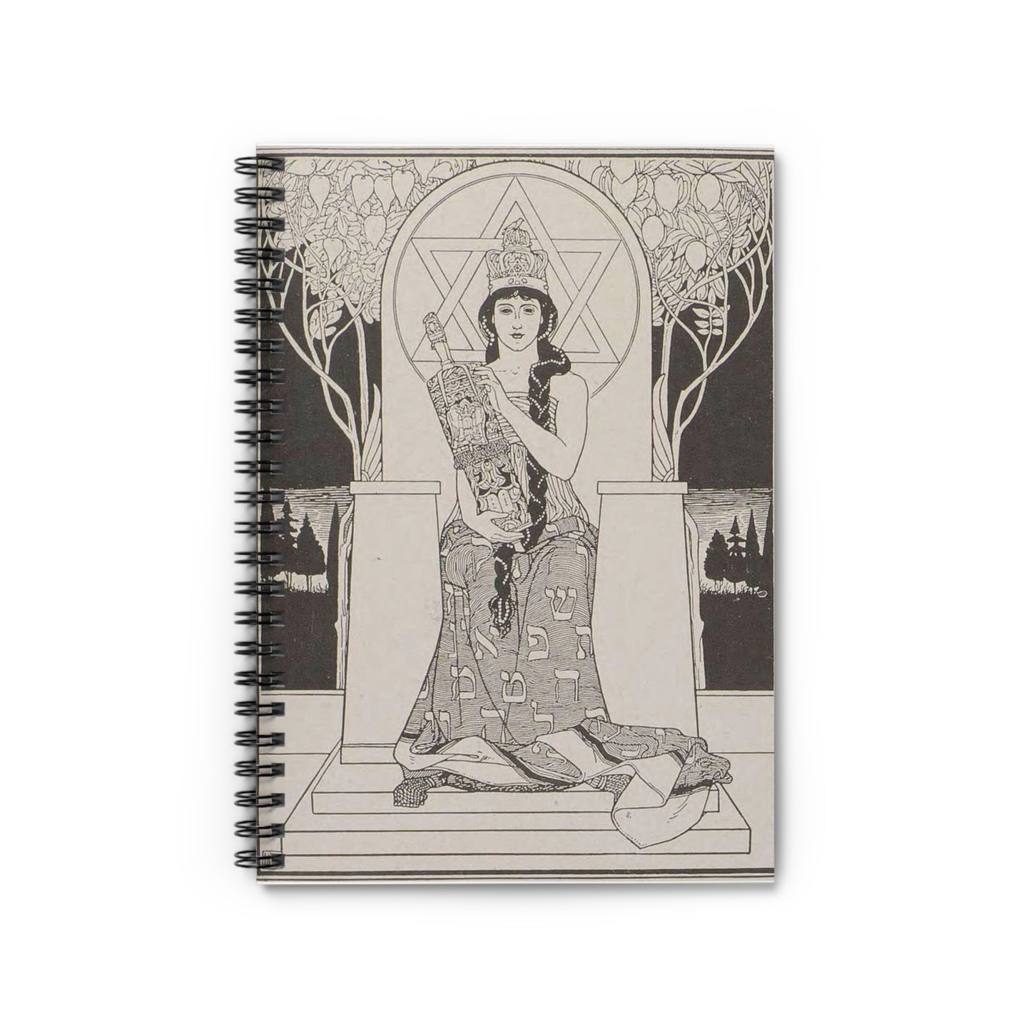 Juda 13 - Art nouveau public domain image Spiral Bound Ruled Notebook with Printed Cover