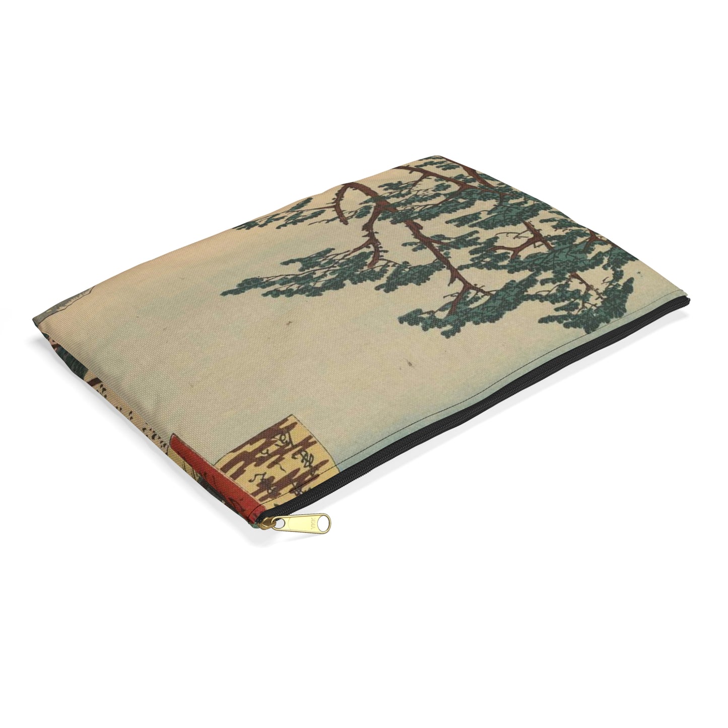 Gajō icchō, Ando Hiroshige - Public domain portrait drawing Large Organizer Pouch with Black Zipper