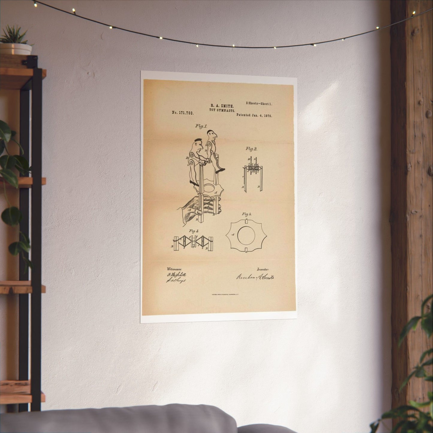 Patent drawing - for a Toy Gymnast Public domain image High Quality Matte Wall Art Poster for Home, Office, Classroom