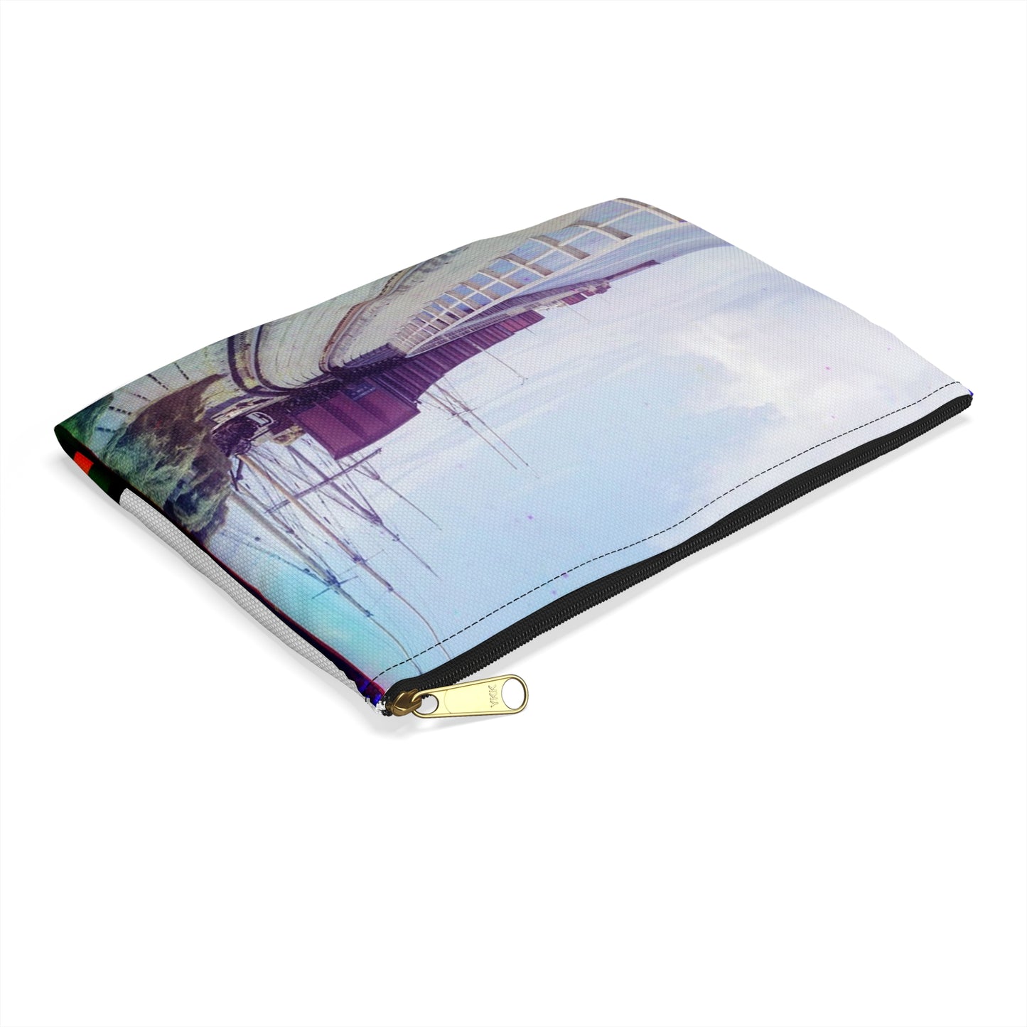 Sorochya Bay. Railroad dam in the Soroka inlet. Arkhangelsk Province, Russia. Large Organizer Pouch with Black Zipper