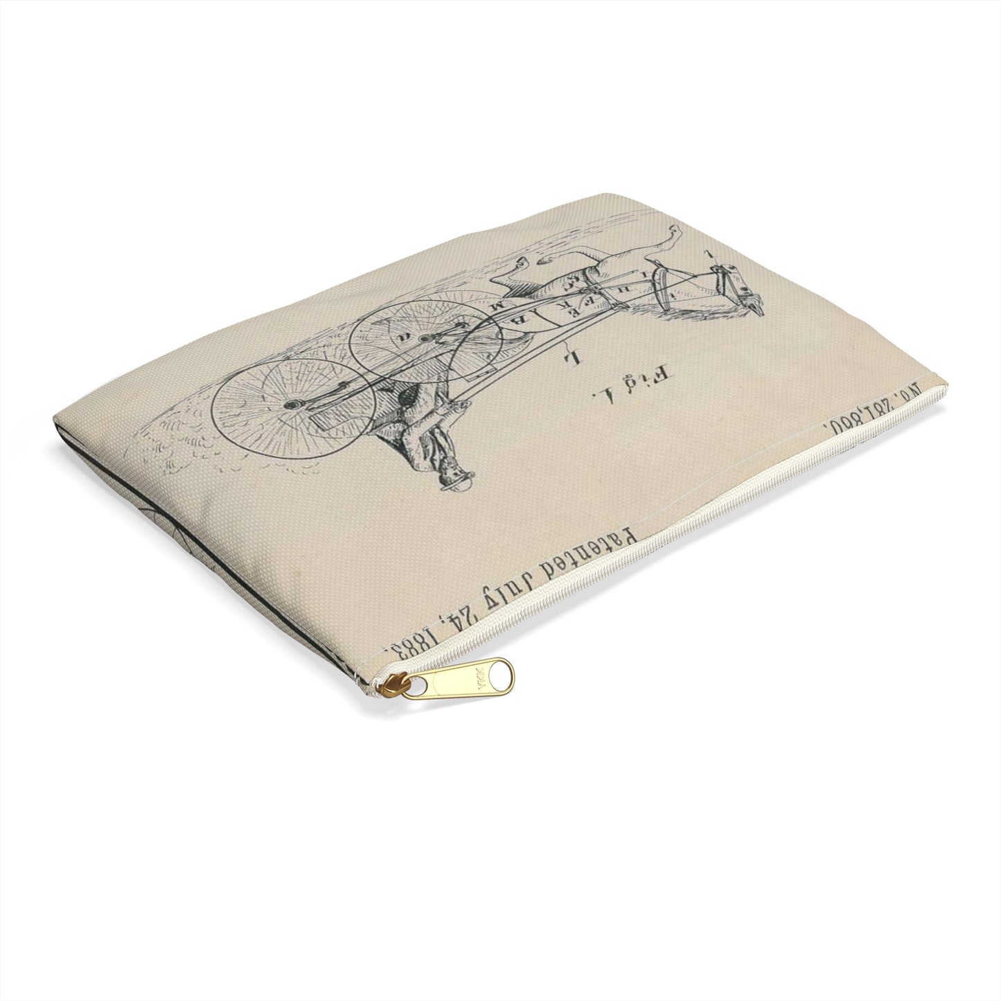 Patent drawing - for O. T. Jones' Horse Detacher Public domain image Large Organizer Pouch with Black Zipper