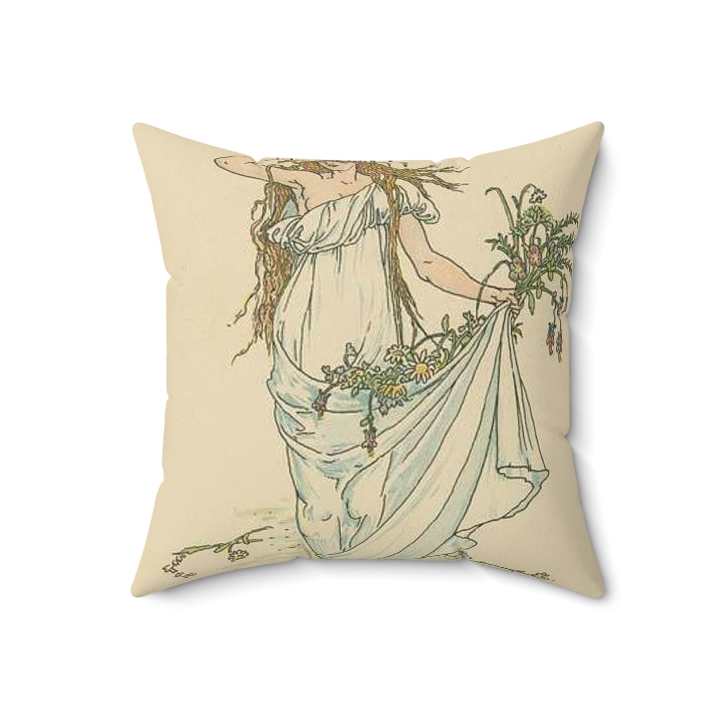 Enter Ophelia, fantastically dressed with straws and flowers. Decorative Accent Square Pillow