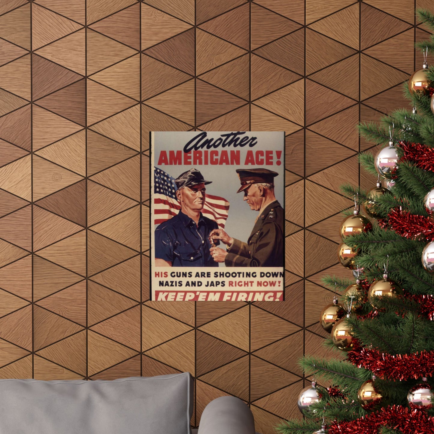 Another American ace^ His guns are shooting down Nazis and Japs right now^ Keep `em firing^ - NARA - 534905 High Quality Matte Wall Art Poster for Home, Office, Classroom