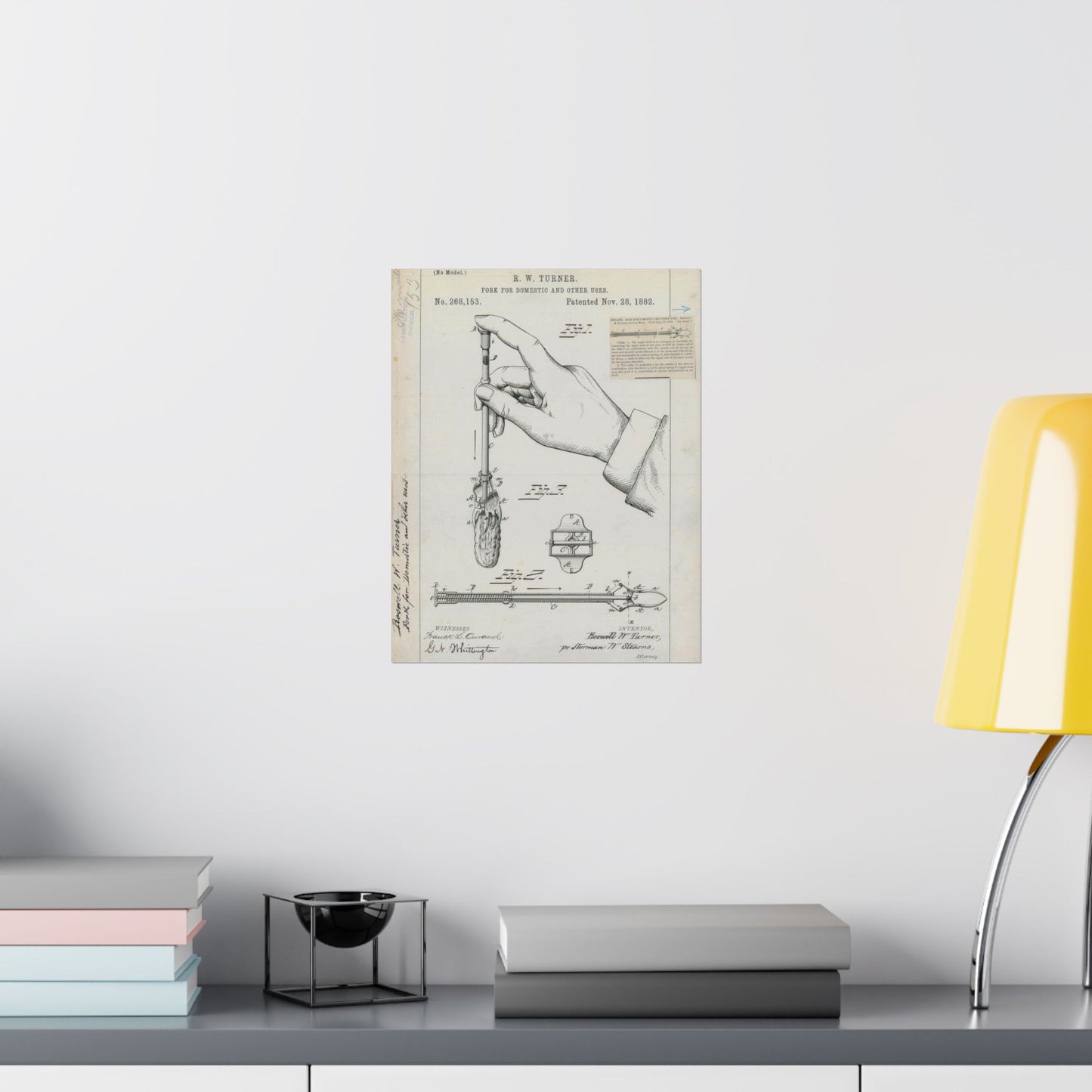 Patent drawing - for R. W. Turner's Fork for Domestic and Other Uses Public domain image High Quality Matte Wall Art Poster for Home, Office, Classroom