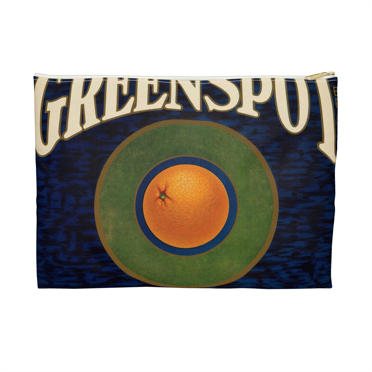 Greenspot Brand: Gold Buckle Association, East Highlands, California Large Organizer Pouch with Black Zipper