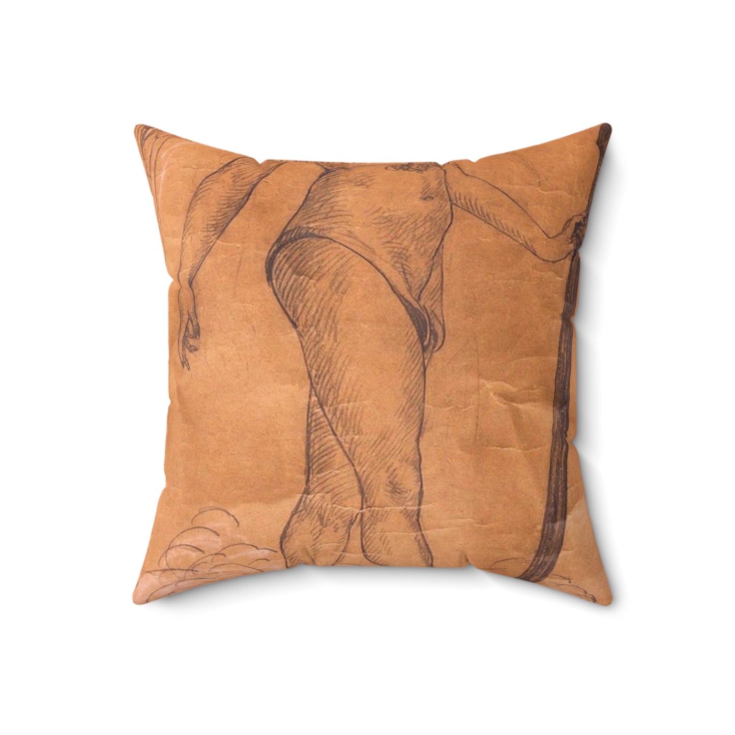 A drawing of an angel holding a sword. Woman breasts sword, beauty fashion. Decorative Accent Square Pillow