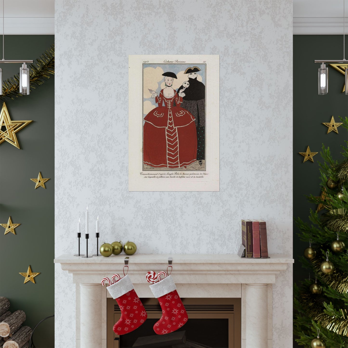 Fancy dress (Travestissement d'aprés Longhi - Robe de damas galonnée de blanc sur laquelle on jettera une baiite de taffetas noir et de dentelle) (CBL WEp 0847) High Quality Matte Wall Art Poster for Home, Office, Classroom