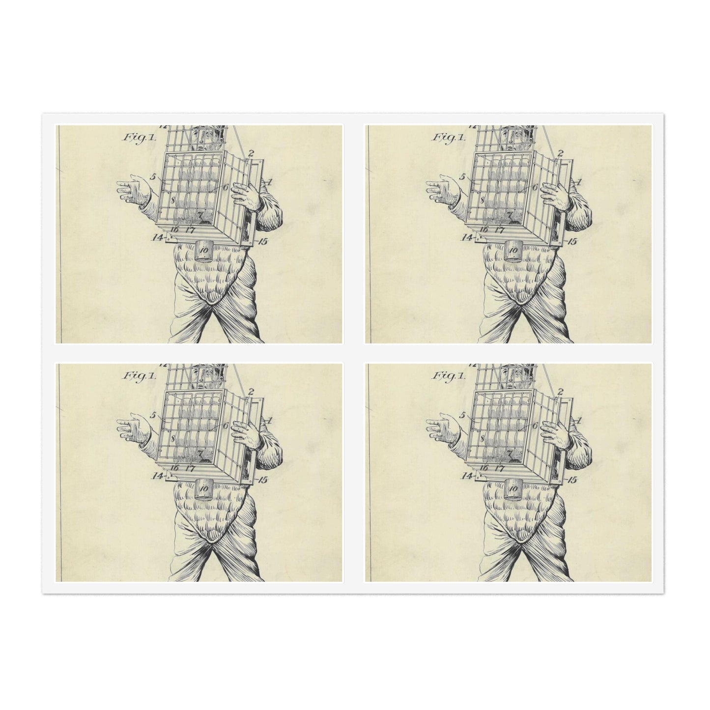 Patent drawing - Drawing of Equipment for a "Base Ball Catcher" Public domain image Laminated UV Protective Vinyl Stickers