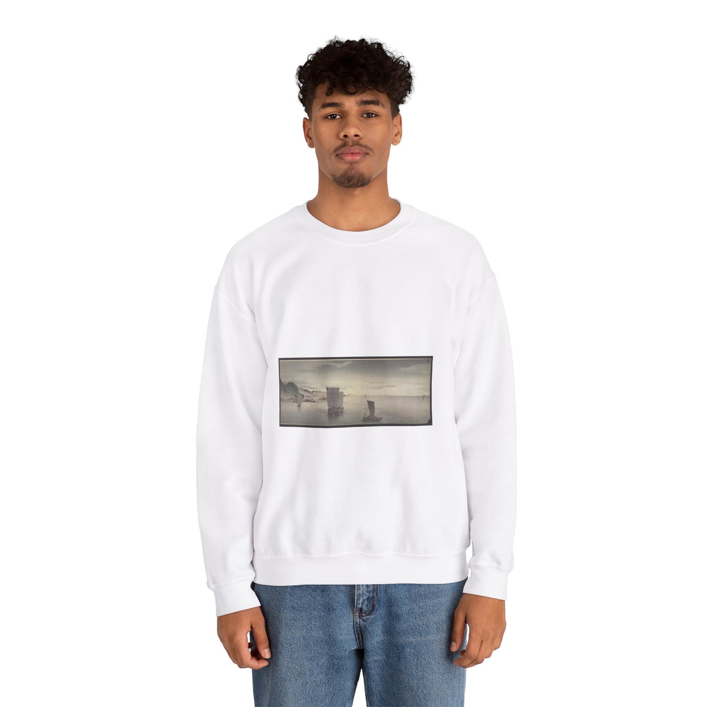 Yūgure no hansen - Public domain portrait drawing White Heavy Blend Adult Crew Neck SweatShirt