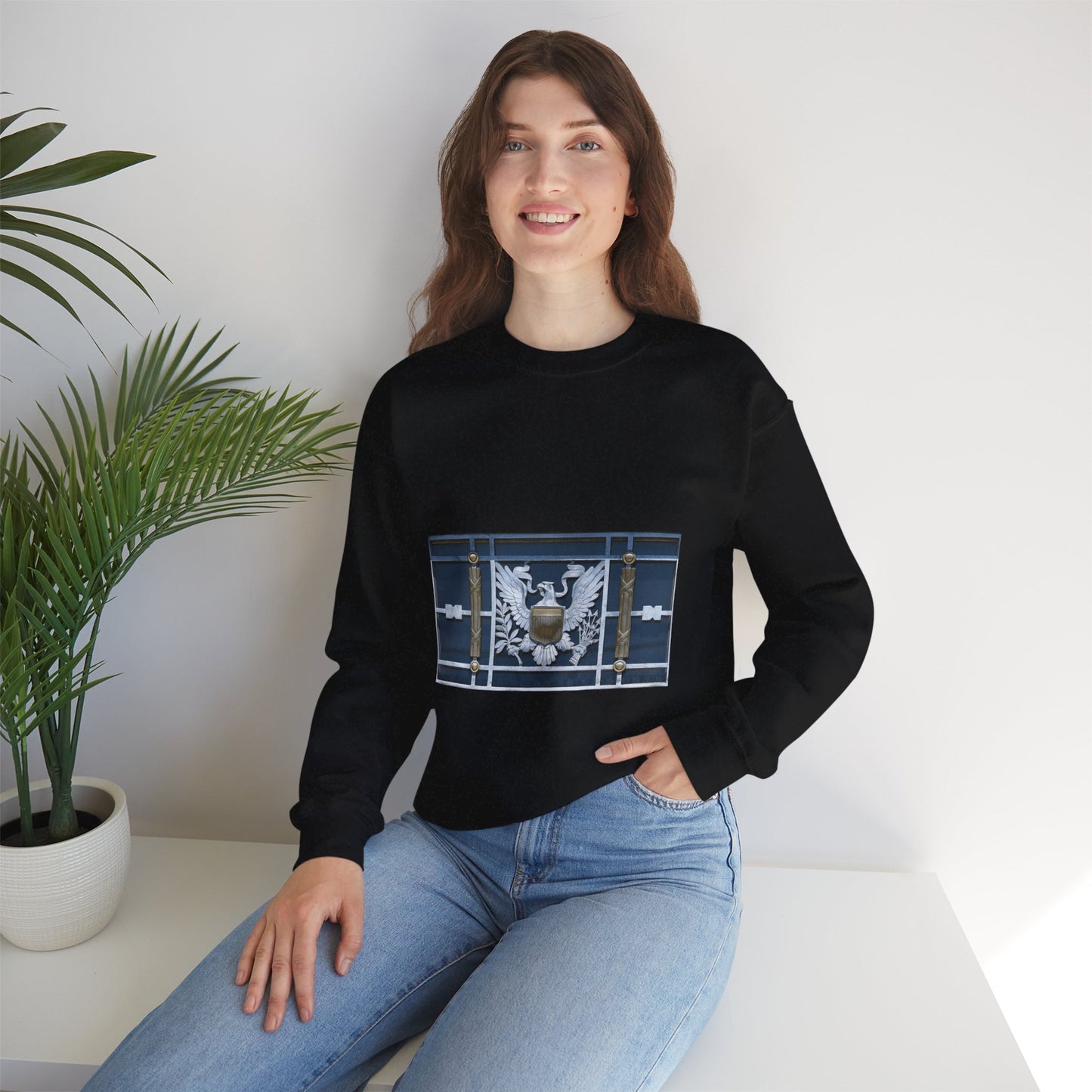Door detail, Robert J. Nealon Federal Building and U.S. Courthouse, Scranton, Pennsylvania Black Heavy Blend Adult Crew Neck SweatShirt