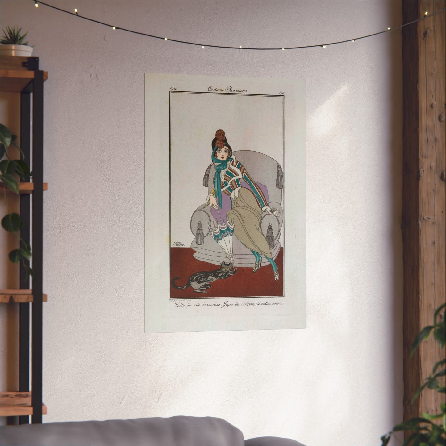 Jacket and skirt (Veste de soie écossaise. Jupe de crépon de coton souris) (CBL WEp 0946) High Quality Matte Wall Art Poster for Home, Office, Classroom