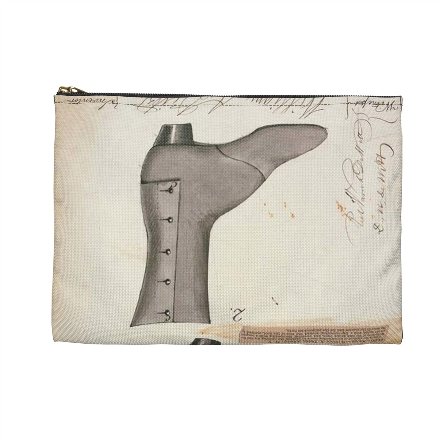 Patent drawing - Drawing of Improved Boot Public domain image Large Organizer Pouch with Black Zipper