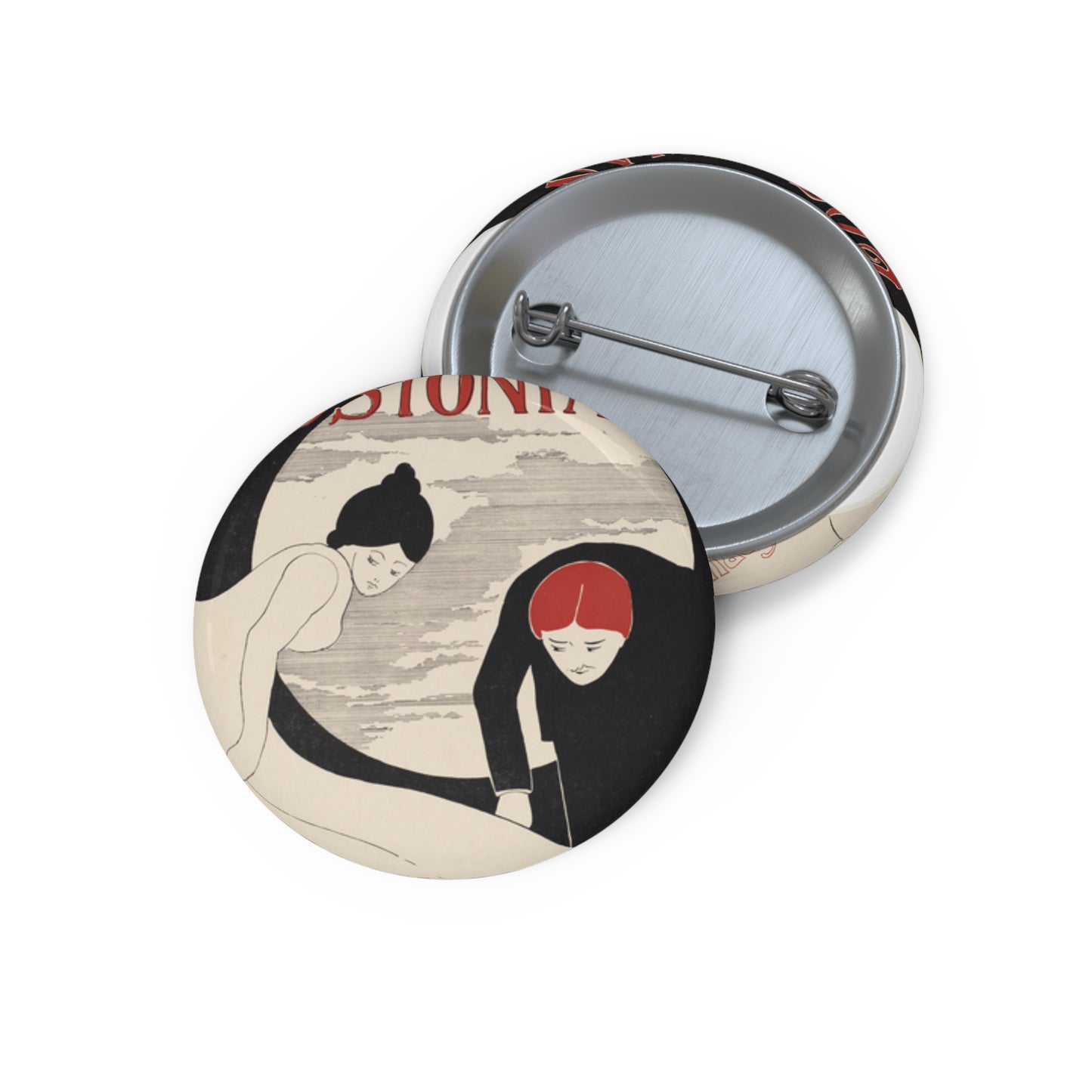 The bostonian, February, Art Nouveau poster Pin Buttons with Crisp Design