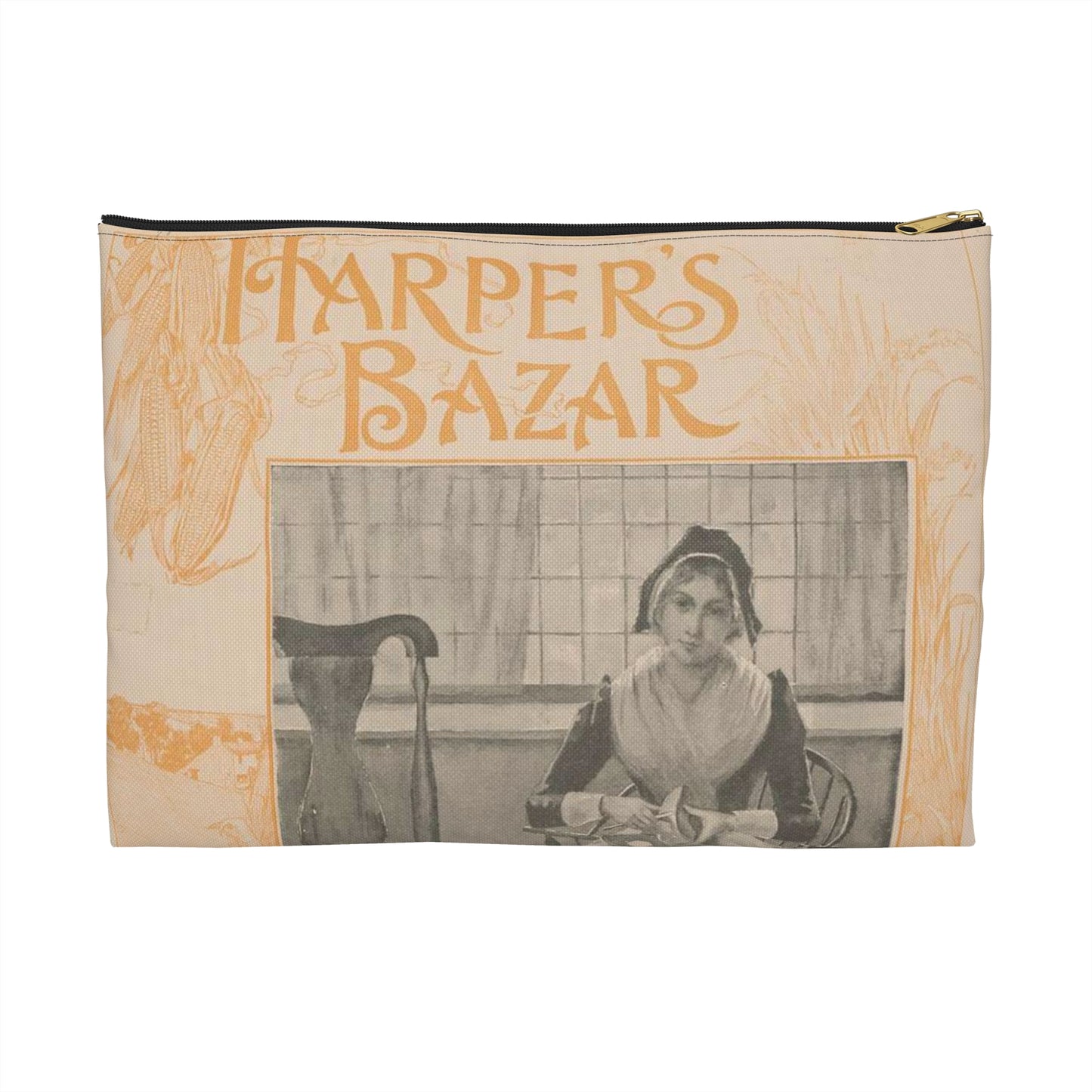 Louis Rhead - Harper's Bazar Thanksgiving 1892 LCCN2015646538 Large Organizer Pouch with Black Zipper