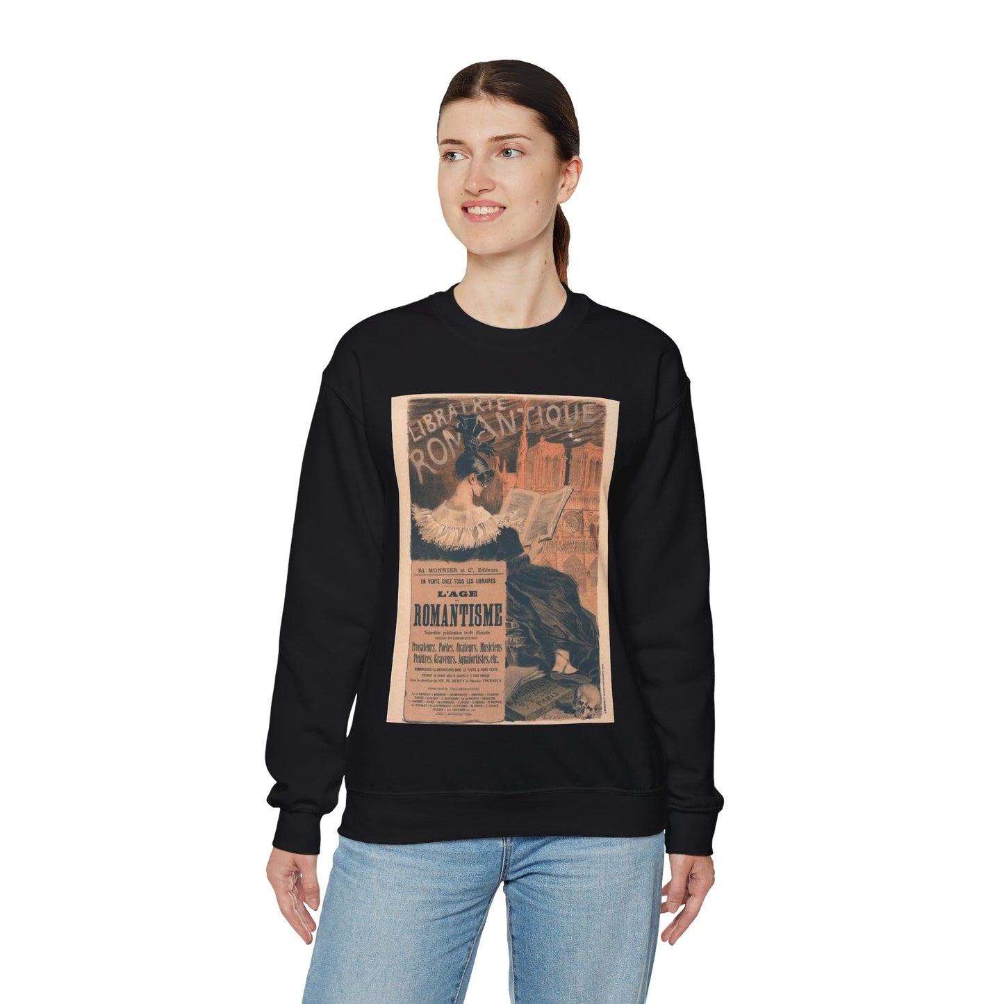 Affiche pour la "Librairie Romantique". Black Heavy Blend Adult Crew Neck SweatShirt