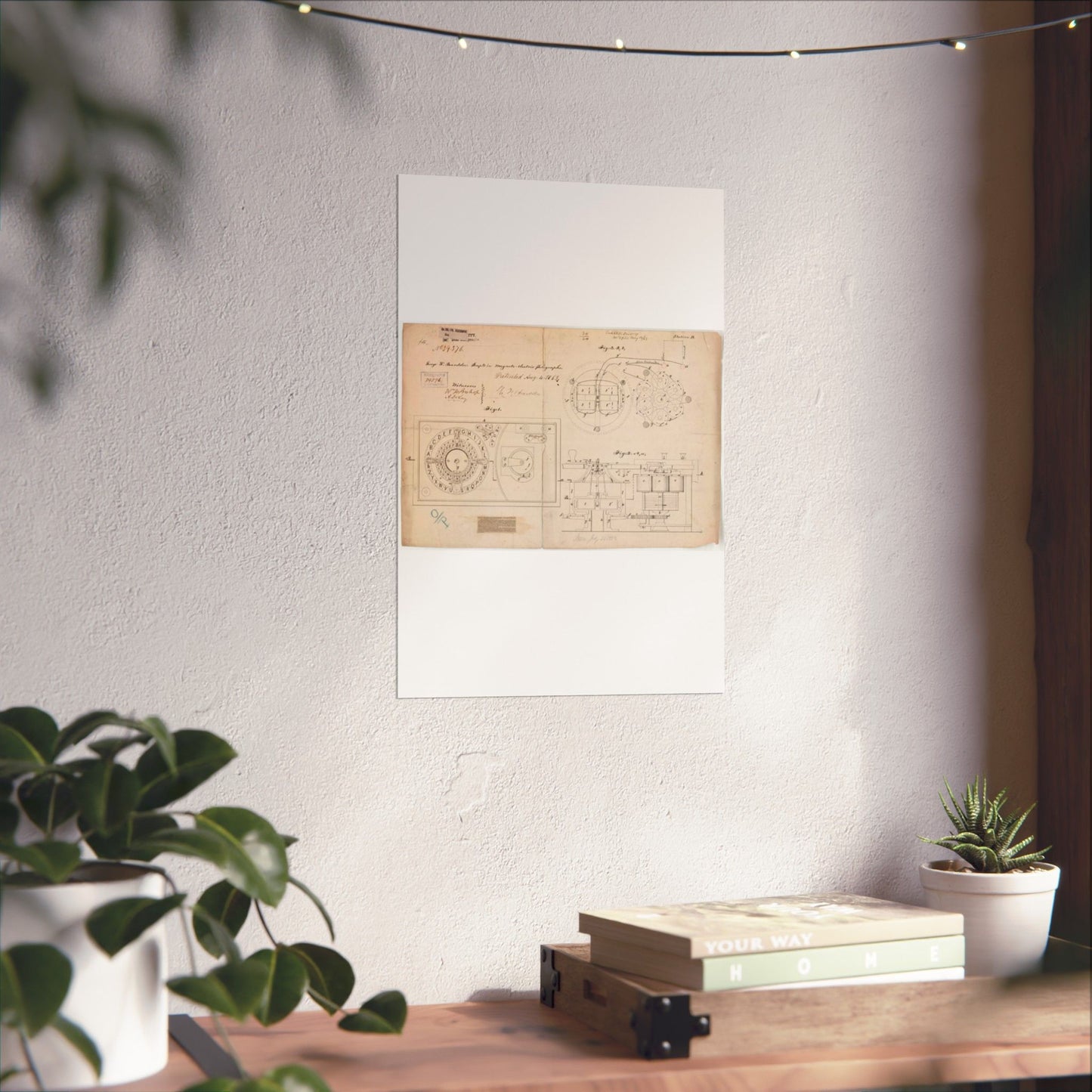 Patent drawing - Drawing of Improvements in Magneto-electric Telegraphs Public domain image High Quality Matte Wall Art Poster for Home, Office, Classroom