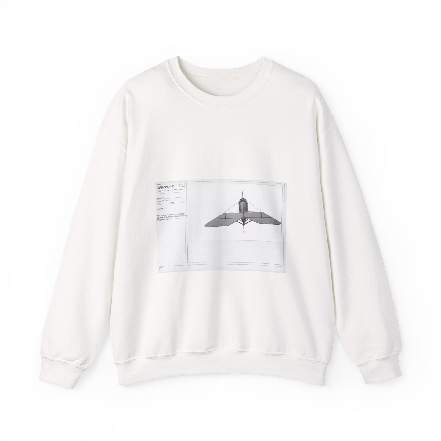 Patent drawing - Airplanes - Types - All steel manufactured by the J.W. Murray Manufacturing Company, Detroit, Michigan Public domain image White Heavy Blend Adult Crew Neck SweatShirt