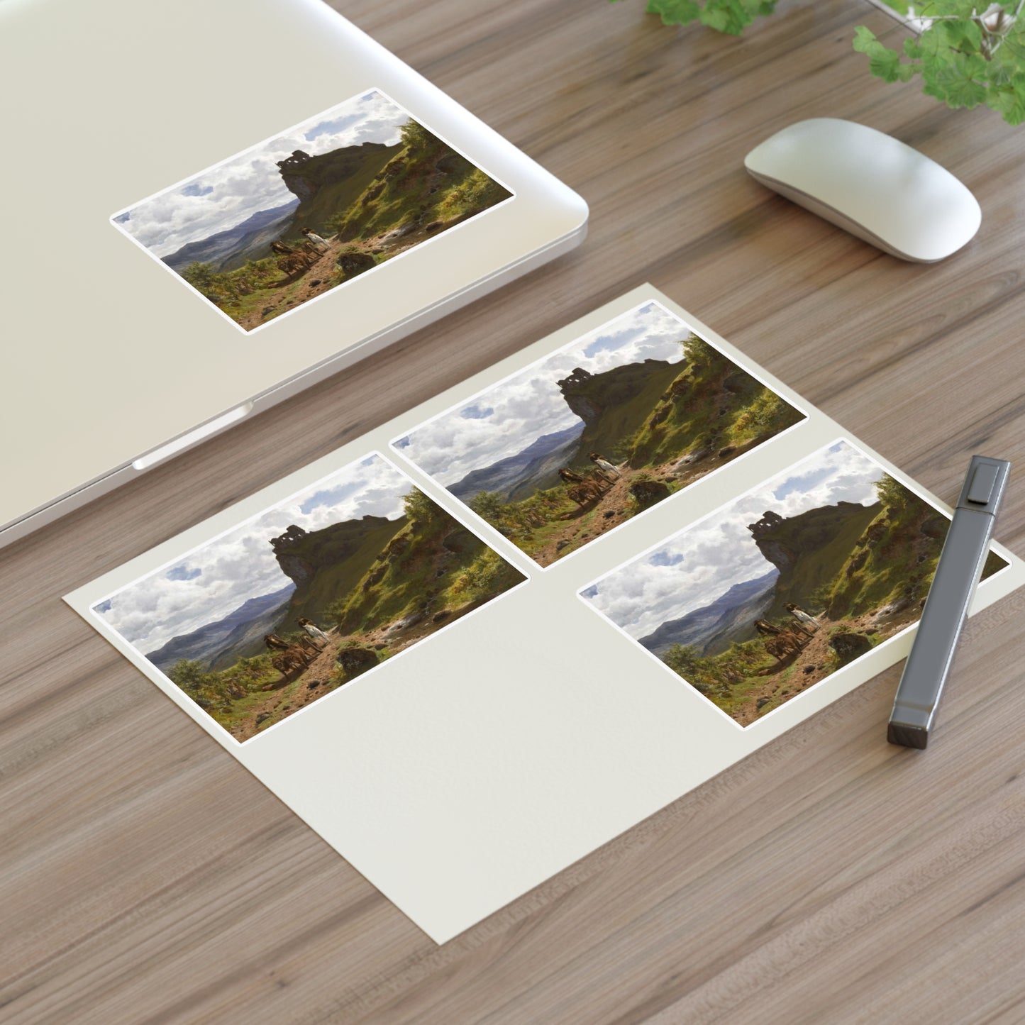Auguste Bonheur - Les ruines du château d'Apchon Laminated UV Protective Vinyl Stickers