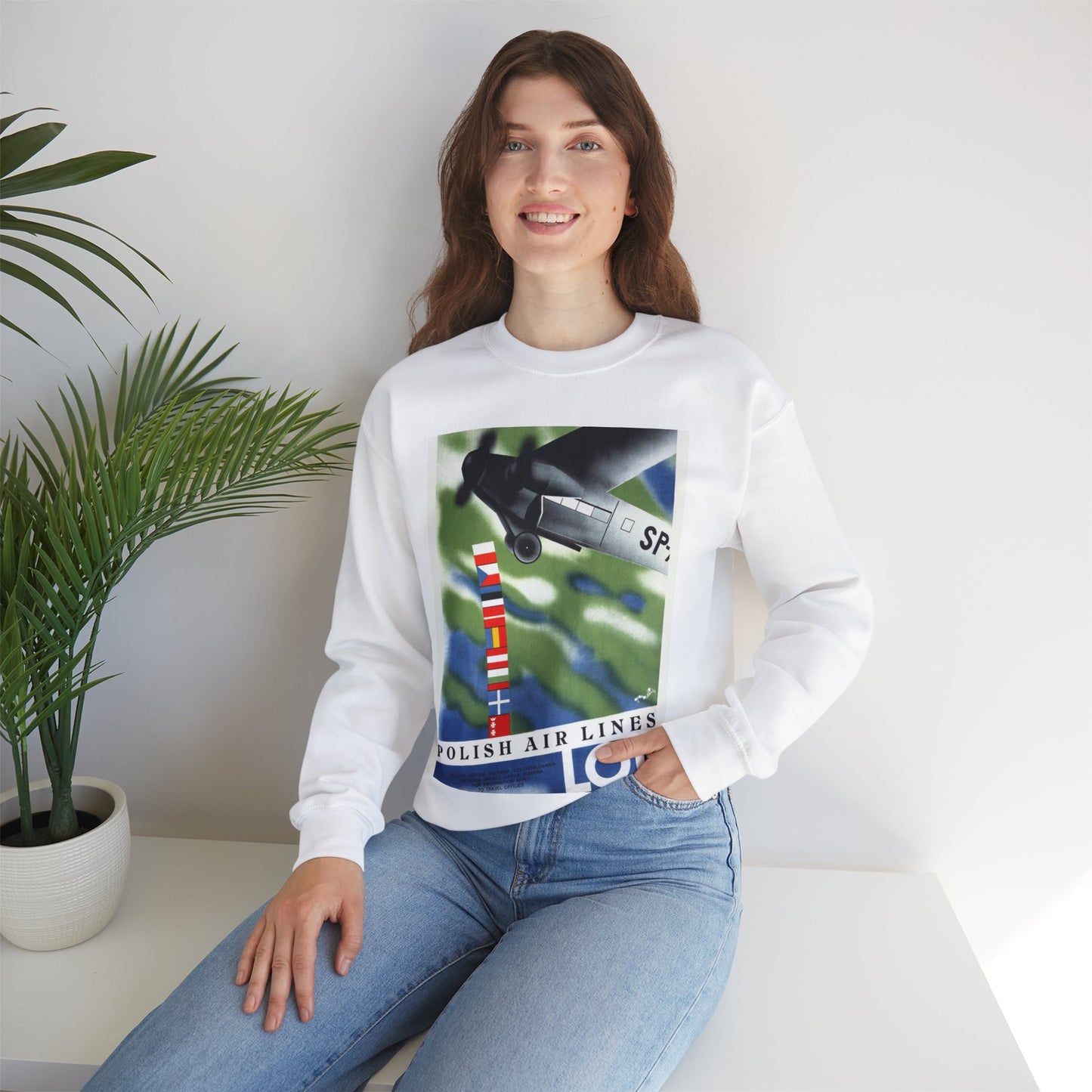 LOT. Vintage Travel Poster., Art Deco Poster White Heavy Blend Adult Crew Neck SweatShirt