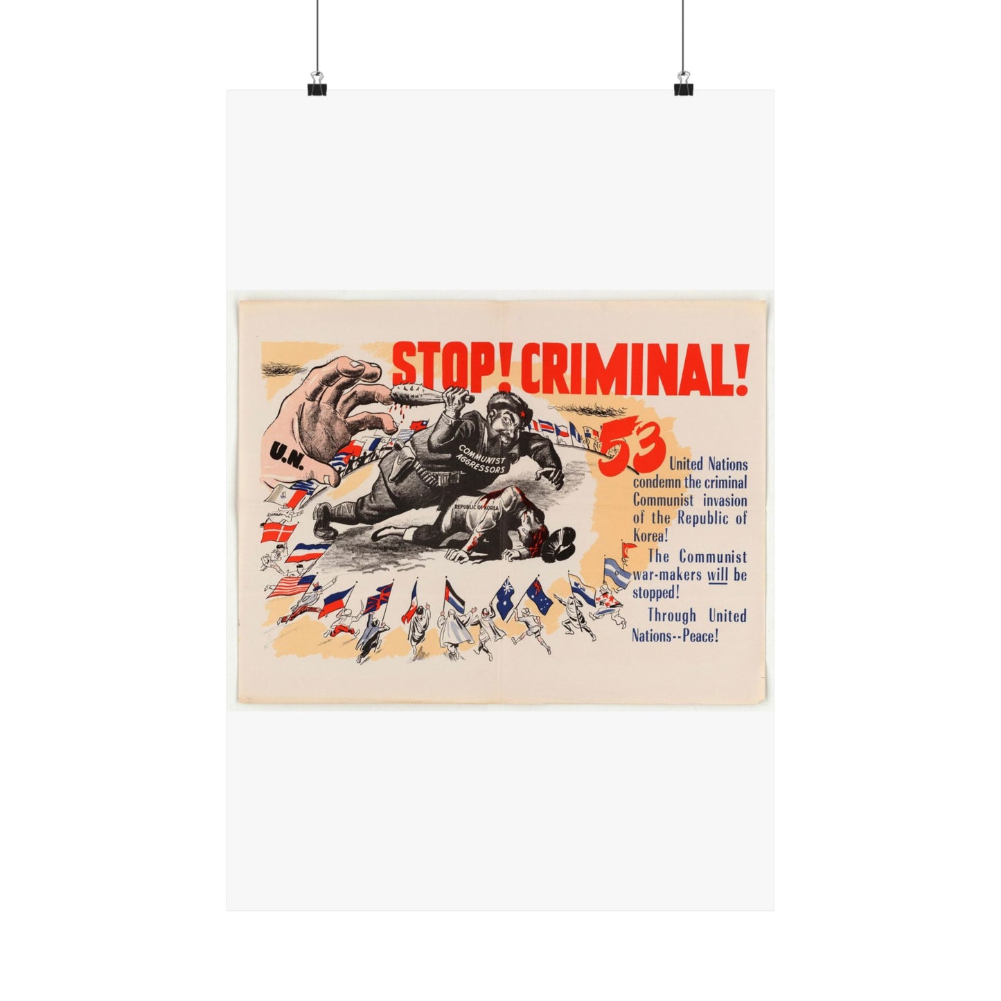 Stop Criminal!, Cold War American Propaganda poster High Quality Matte Wall Art Poster for Home, Office, Classroom