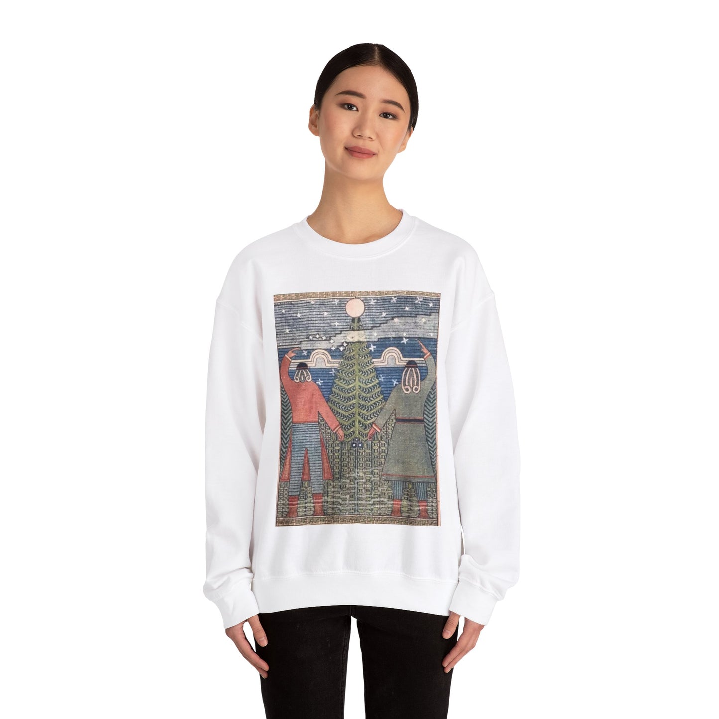 Joseph Alanen - Moonwatchers - Art nouveau public domain image White Heavy Blend Adult Crew Neck SweatShirt