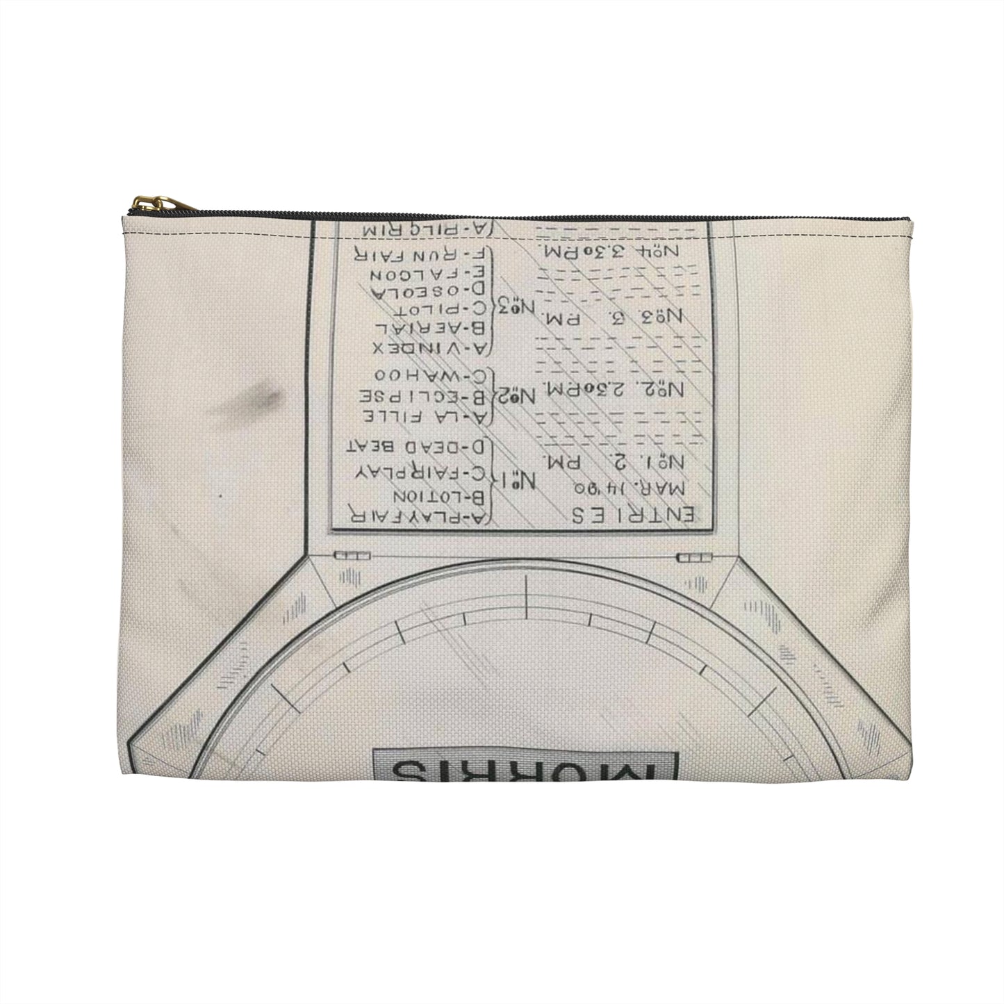 Patent drawing - for S. D. Mott's Racing Indicator Public domain image Large Organizer Pouch with Black Zipper