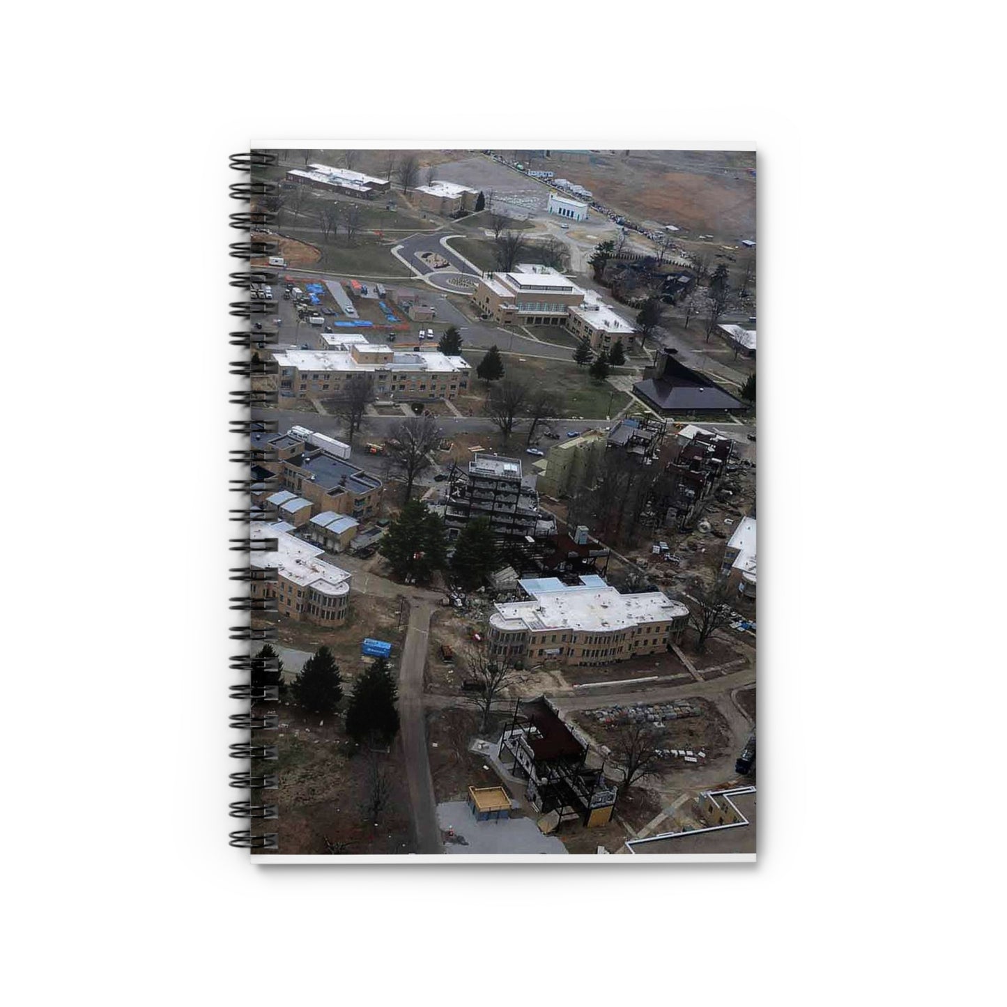 An aerial view of the Muscatatuck Urban Training Center Spiral Bound Ruled Notebook with Printed Cover