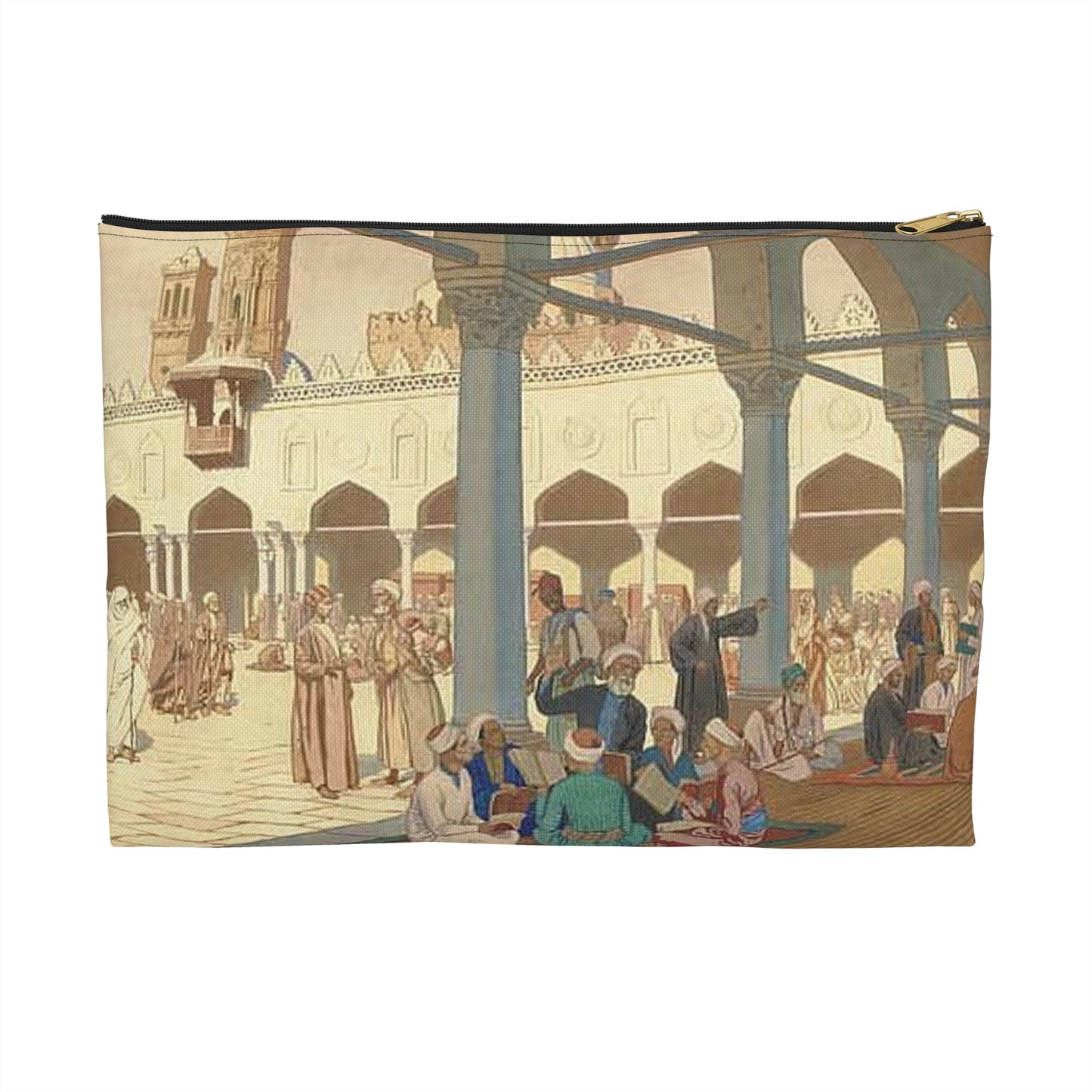 Ivan Bilibin - courtyard-of-al-azhar-mosque-and-university-complex-in-cairo-19001 Large Organizer Pouch with Black Zipper